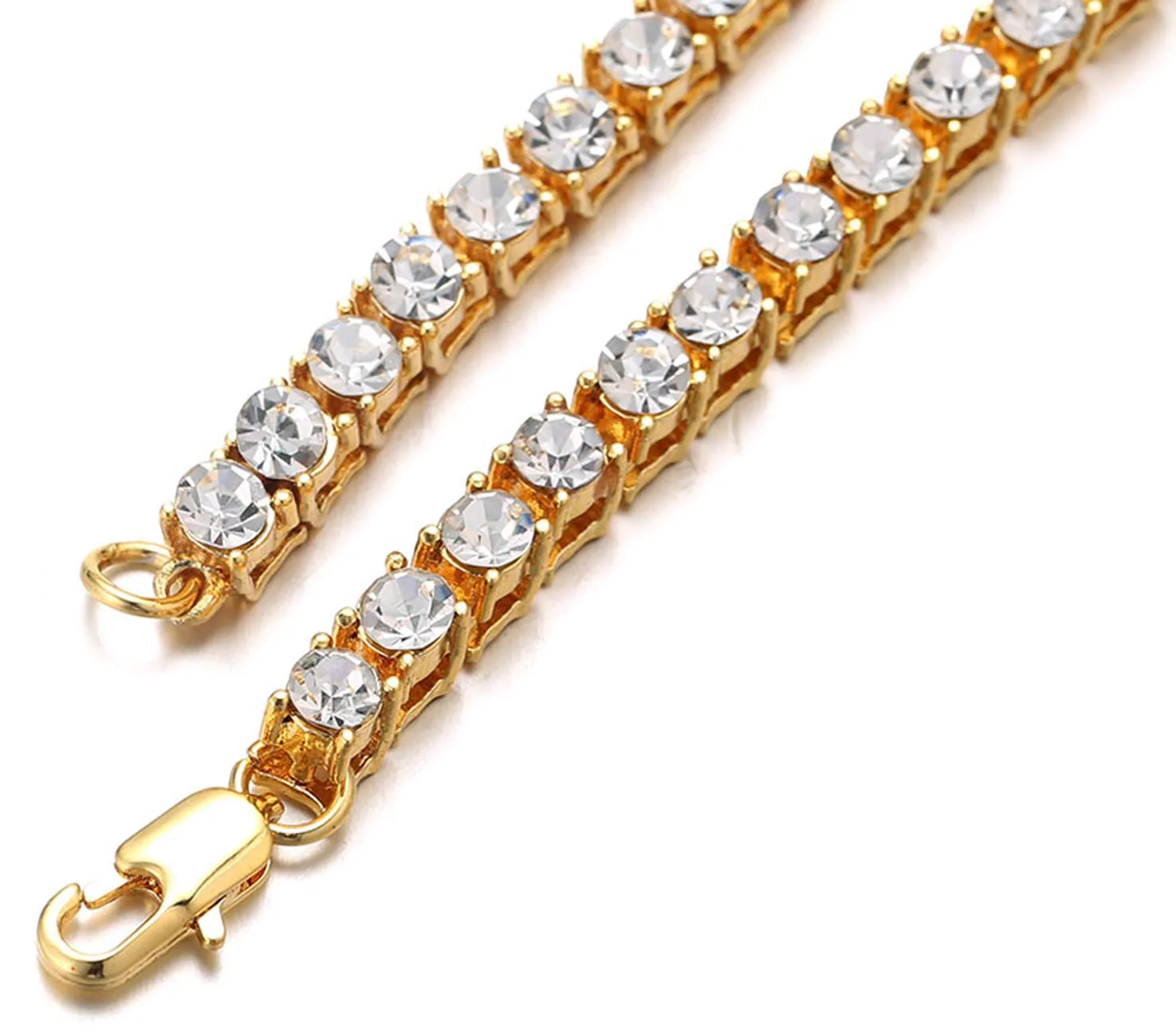 HALUKAKAH Catena in Oro Iced out,5.5MM Catena da Tennis da Uomo Placcato in Oro 18 Carati Collana Girocollo 60cm,Diamanti da Laboratorio Set a Mano,Regalo per Lui - immagine 4