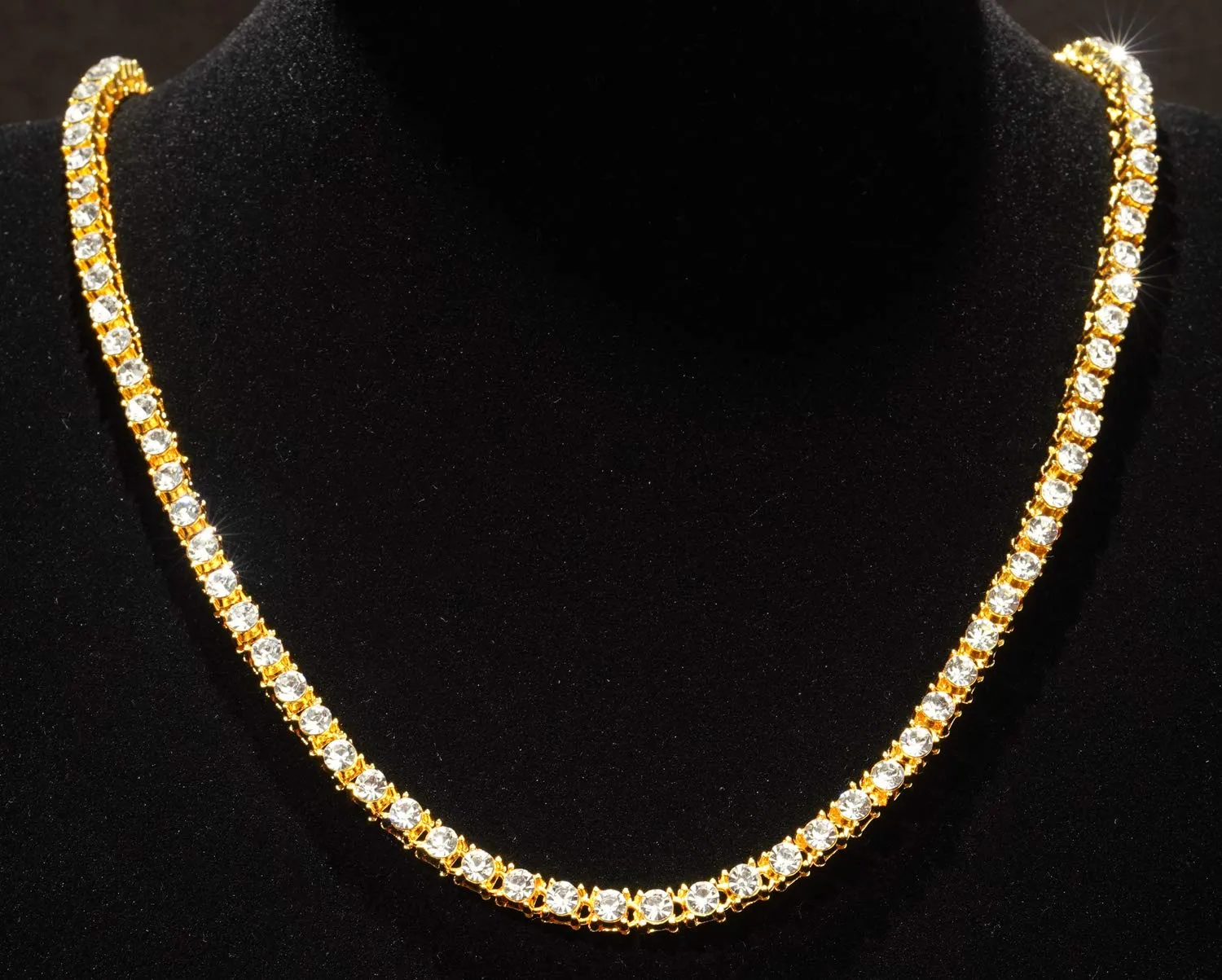 HALUKAKAH Catena in Oro Iced out,5.5MM Catena da Tennis da Uomo Placcato in Oro 18 Carati Collana Girocollo 60cm,Diamanti da Laboratorio Set a Mano,Regalo per Lui - immagine 5