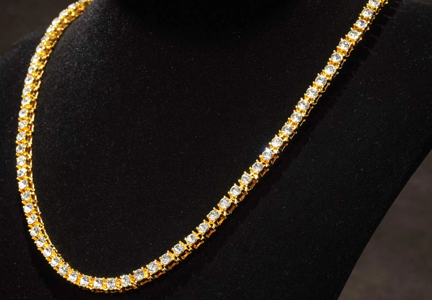 HALUKAKAH Catena in Oro Iced out,5.5MM Catena da Tennis da Uomo Placcato in Oro 18 Carati Collana Girocollo 60cm,Diamanti da Laboratorio Set a Mano,Regalo per Lui - immagine 6