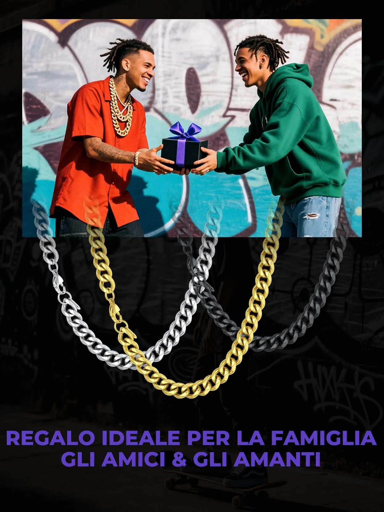 Richsteel Collana a Maglie a Catena Cubana Larghezza 3MM/6MM/9MM/12MM Lunghezza 18"/22"/26"/28"/30" Collana Unisex con Catena di Cordoli per Gioielli Placcata Oro/Nero/Acciaio Inossidabile - immagine 7