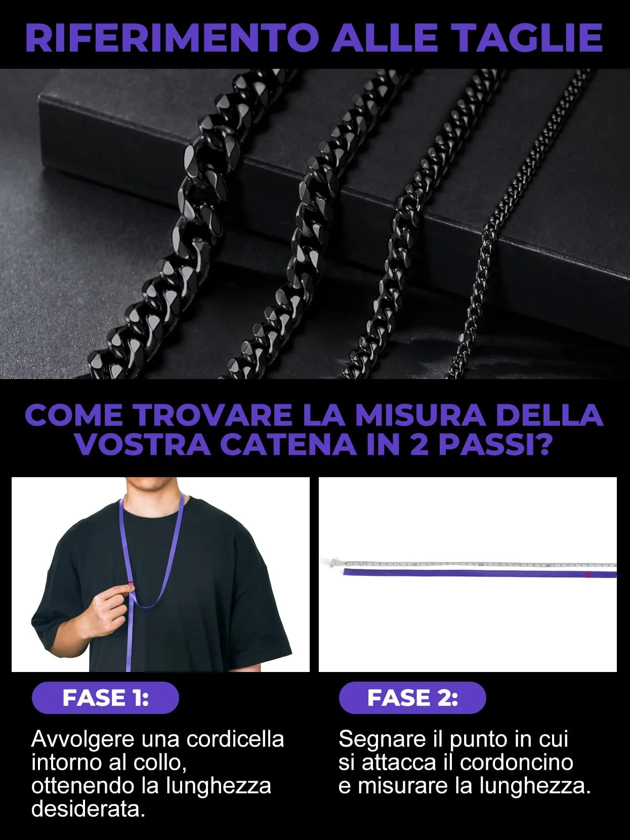 Richsteel Collana a Maglie a Catena Cubana Larghezza 3MM/6MM/9MM/12MM Lunghezza 18"/22"/26"/28"/30" Collana Unisex con Catena di Cordoli per Gioielli Placcata Oro/Nero/Acciaio Inossidabile - immagine 7