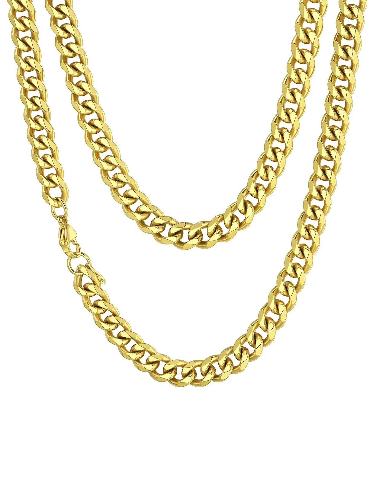 Richsteel Collana a Maglie a Catena Cubana Larghezza 3MM/6MM/9MM/12MM Lunghezza 18"/22"/26"/28"/30" Collana Unisex con Catena di Cordoli per Gioielli Placcata Oro/Nero/Acciaio Inossidabile - immagine 1