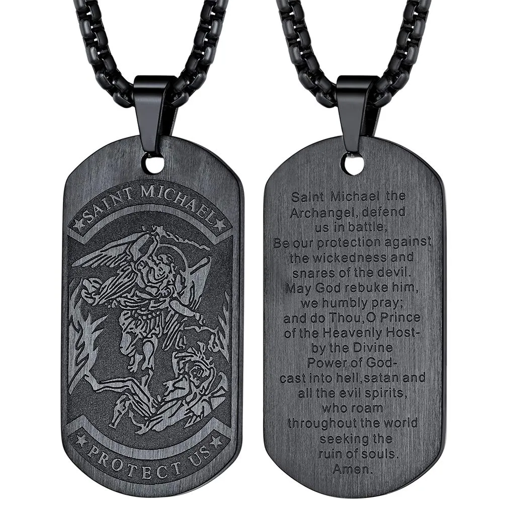 FaithHeart Collana San Michele Arcangelo Ciondolo Placca Uomo Personalizzato Acciaio Inox 316L Talismano Protezione Gioielli Religiosi Cristiani Amuleto Famiglia, 55, Metallo, Nessuna pietra preziosa - immagine 1