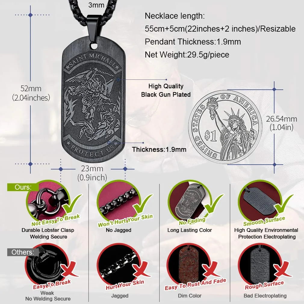 FaithHeart Collana San Michele Arcangelo Ciondolo Placca Uomo Personalizzato Acciaio Inox 316L Talismano Protezione Gioielli Religiosi Cristiani Amuleto Famiglia, 55, Metallo, Nessuna pietra preziosa - immagine 4