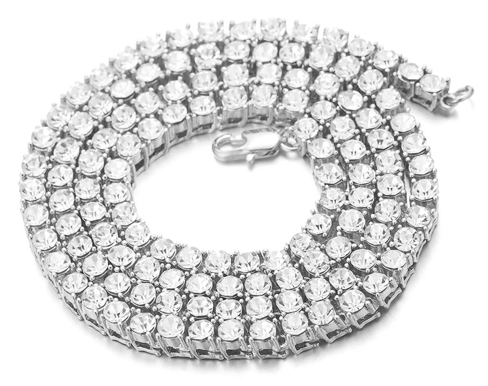 HALUKAKAH Catena d'oro Uomo Iced out,3MM Uomo Catena da Tennis Collana Girocollo Collana 20In(50cm) in Platino Placcato Finitura in Oro Bianco,Cz Completa Taglio Diamante Prong Set, Regalo per Lui - immagine 3
