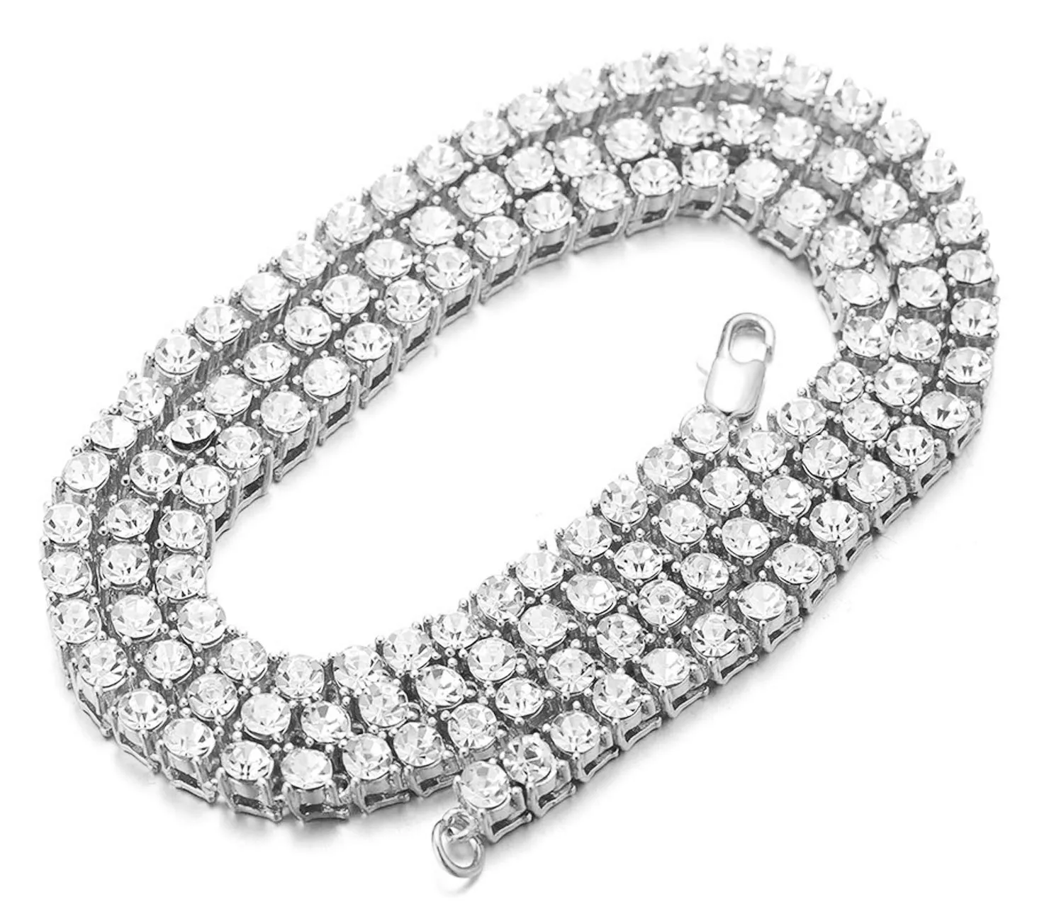 HALUKAKAH Catena d'oro Uomo Iced out,3MM Uomo Catena da Tennis Collana Girocollo Collana 20In(50cm) in Platino Placcato Finitura in Oro Bianco,Cz Completa Taglio Diamante Prong Set, Regalo per Lui - immagine 4
