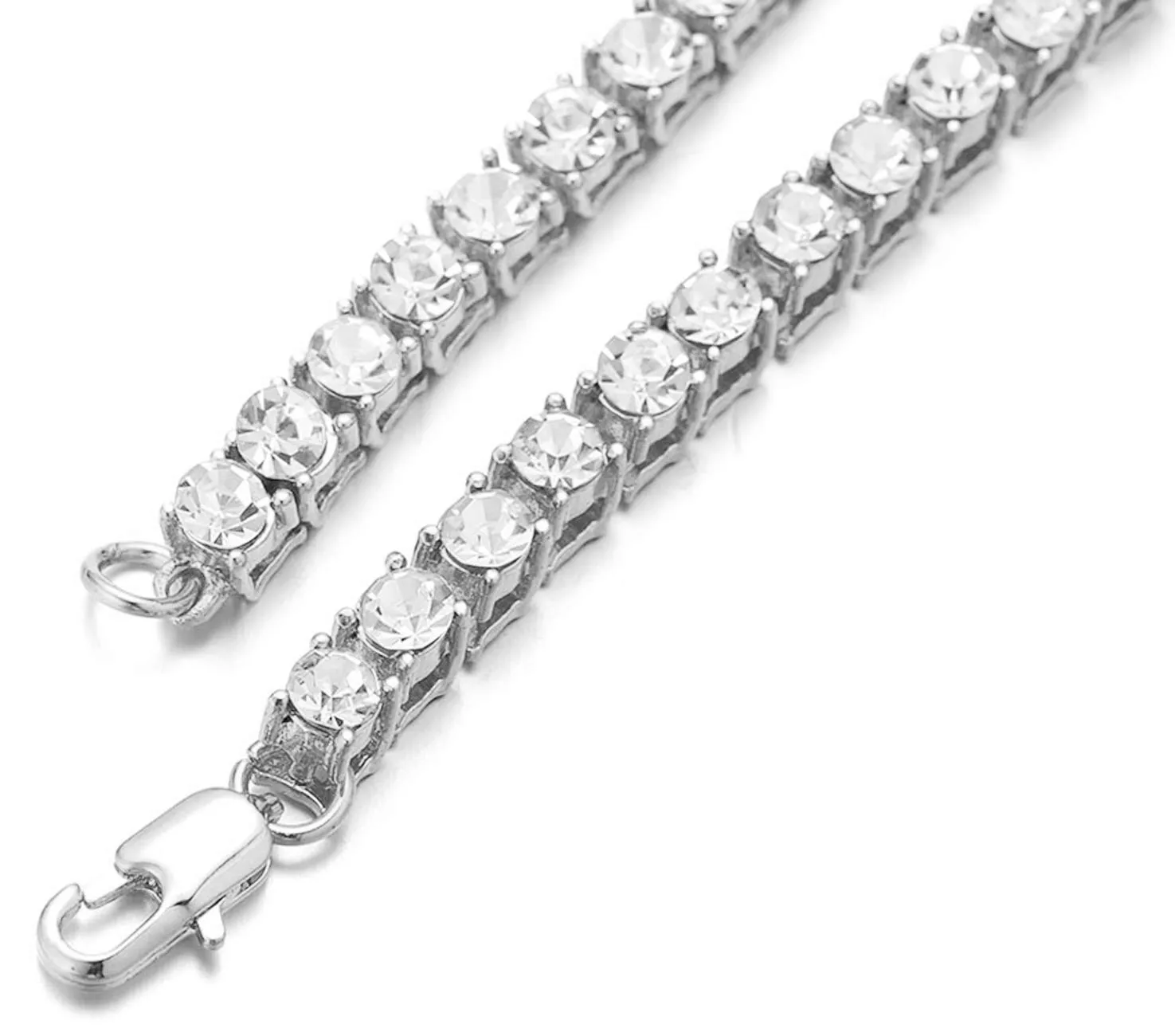 HALUKAKAH Catena d'oro Uomo Iced out,3MM Uomo Catena da Tennis Collana Girocollo Collana 20In(50cm) in Platino Placcato Finitura in Oro Bianco,Cz Completa Taglio Diamante Prong Set, Regalo per Lui - immagine 5