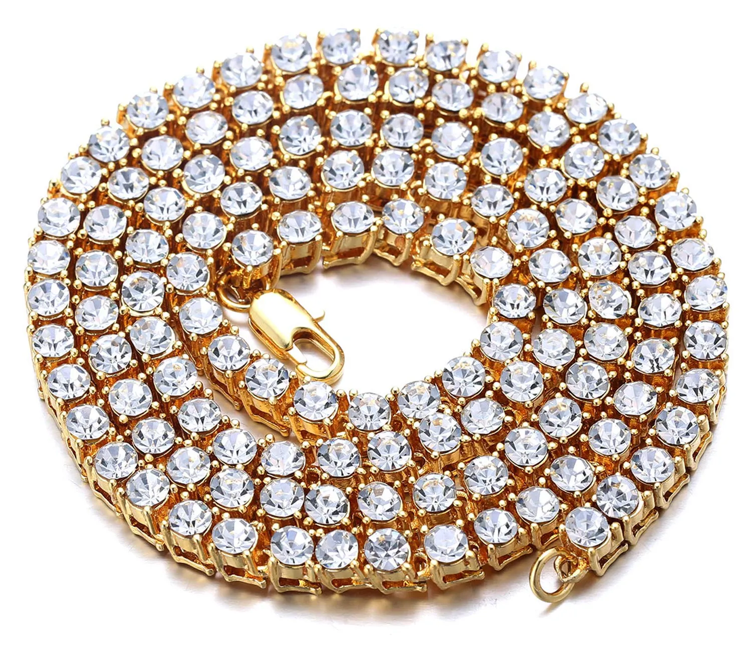 HALUKAKAH Catena in Oro Iced out,5.5MM Catena da Tennis da Uomo Placcato in Oro 18 Carati Collana Girocollo 45cm,Diamanti da Laboratorio Set a Mano,Regalo per Lui - immagine 1