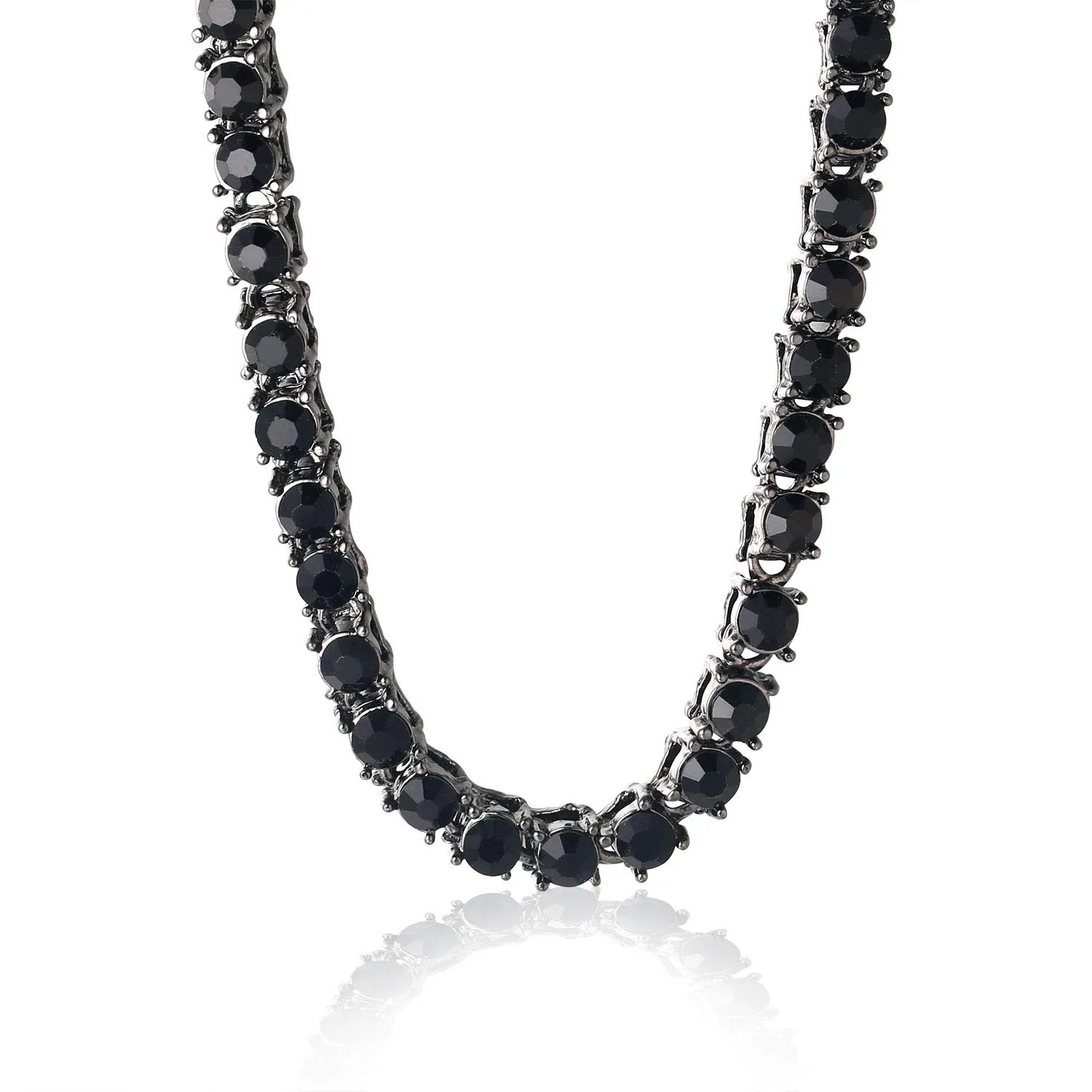 HALUKAKAH Catena in Oro Iced out,5.5MM Catena da Tennis da Uomo Placcato in Rodio Nero Collana Girocollo 55cm,Diamanti da Laboratorio Set a Mano,Regalo per Lui - immagine 2