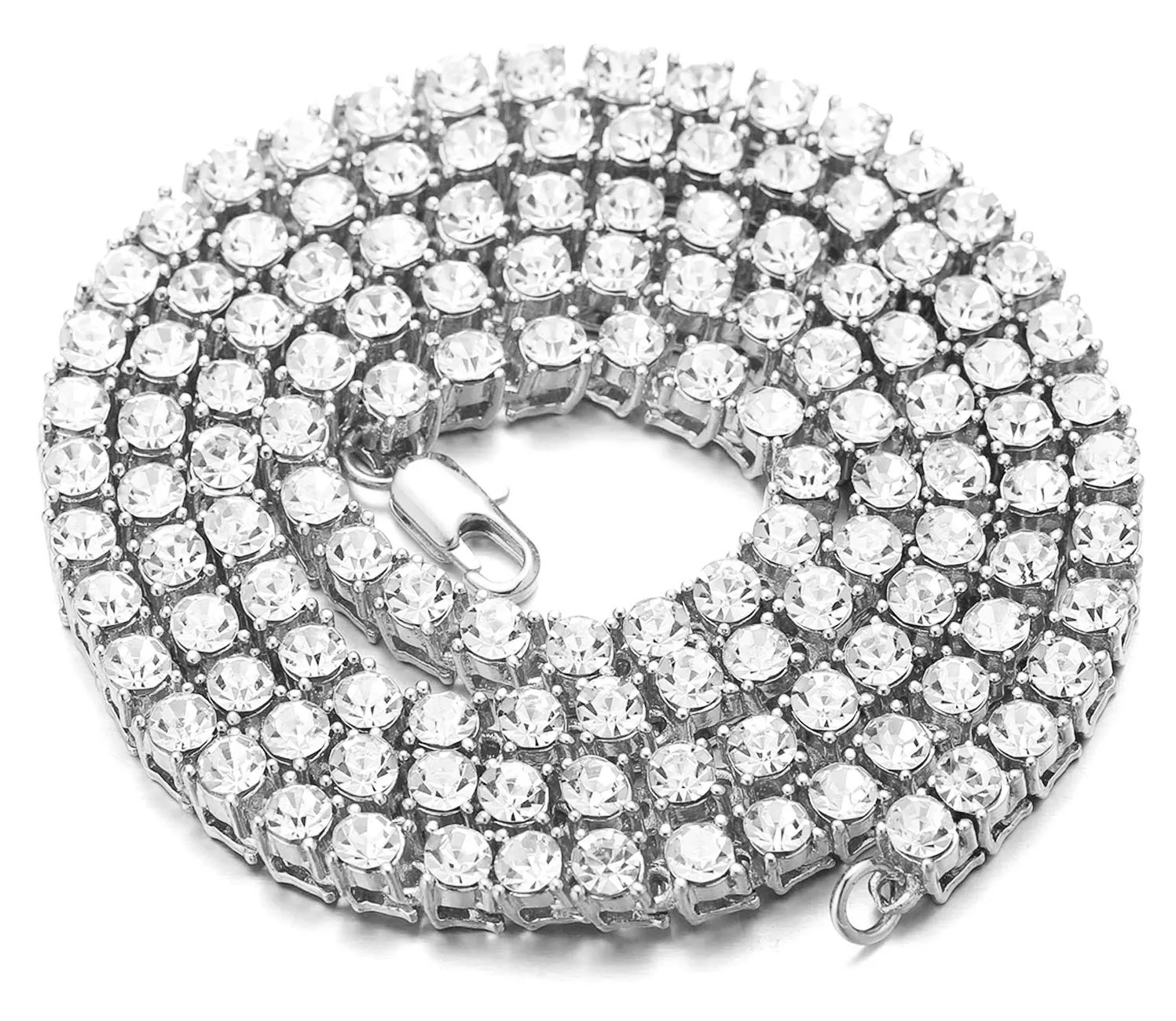 HALUKAKAH Catena in Oro Iced out,5.5MM Catena da Tennis da Uomo Platino Placcato in Oro Bianco Collana Girocollo 45cm,Diamanti da Laboratorio Set a Mano,Regalo per Lui - immagine 1