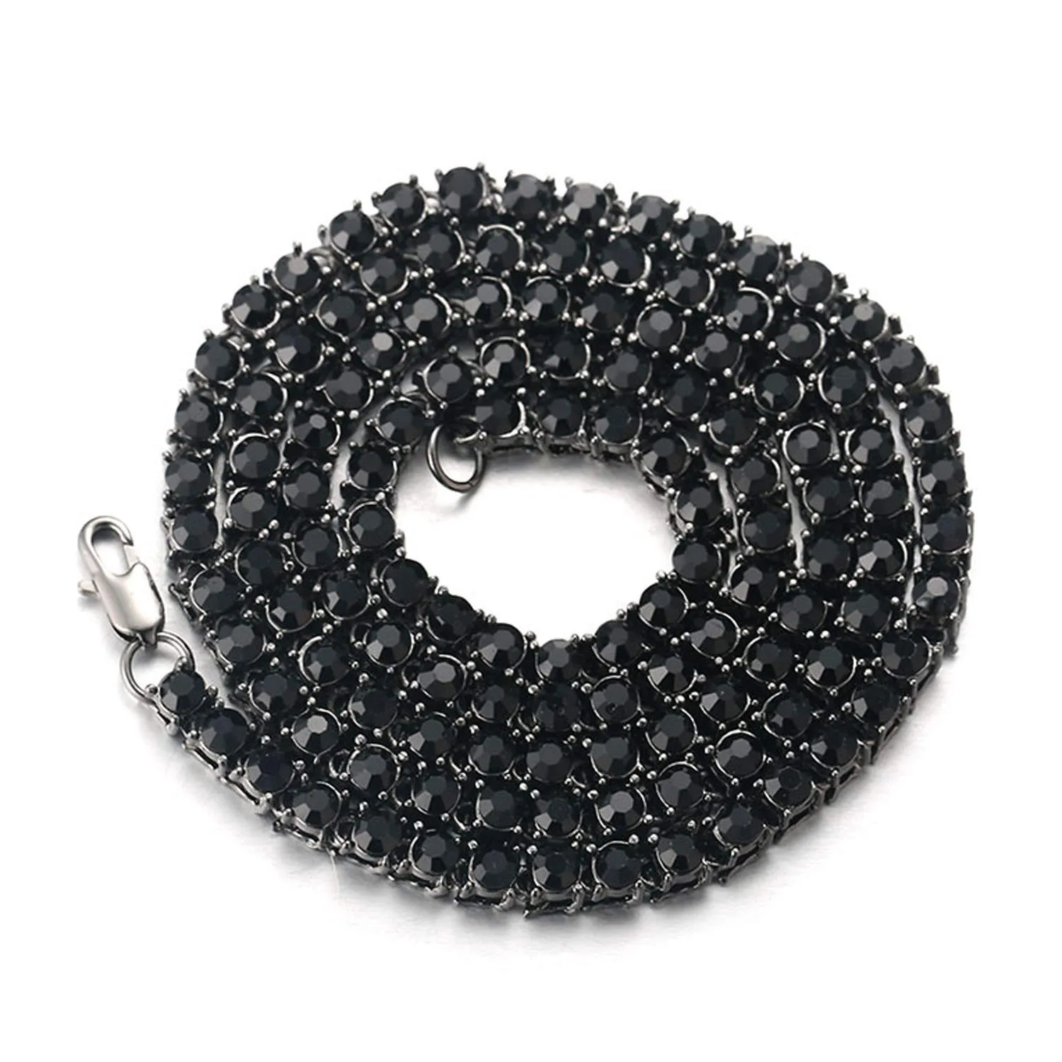 HALUKAKAH Catena in Oro Iced out,5.5MM Catena da Tennis da Uomo Placcato in Rodio Nero Collana Girocollo 45cm,Diamanti da Laboratorio Set a Mano,Regalo per Lui - immagine 1