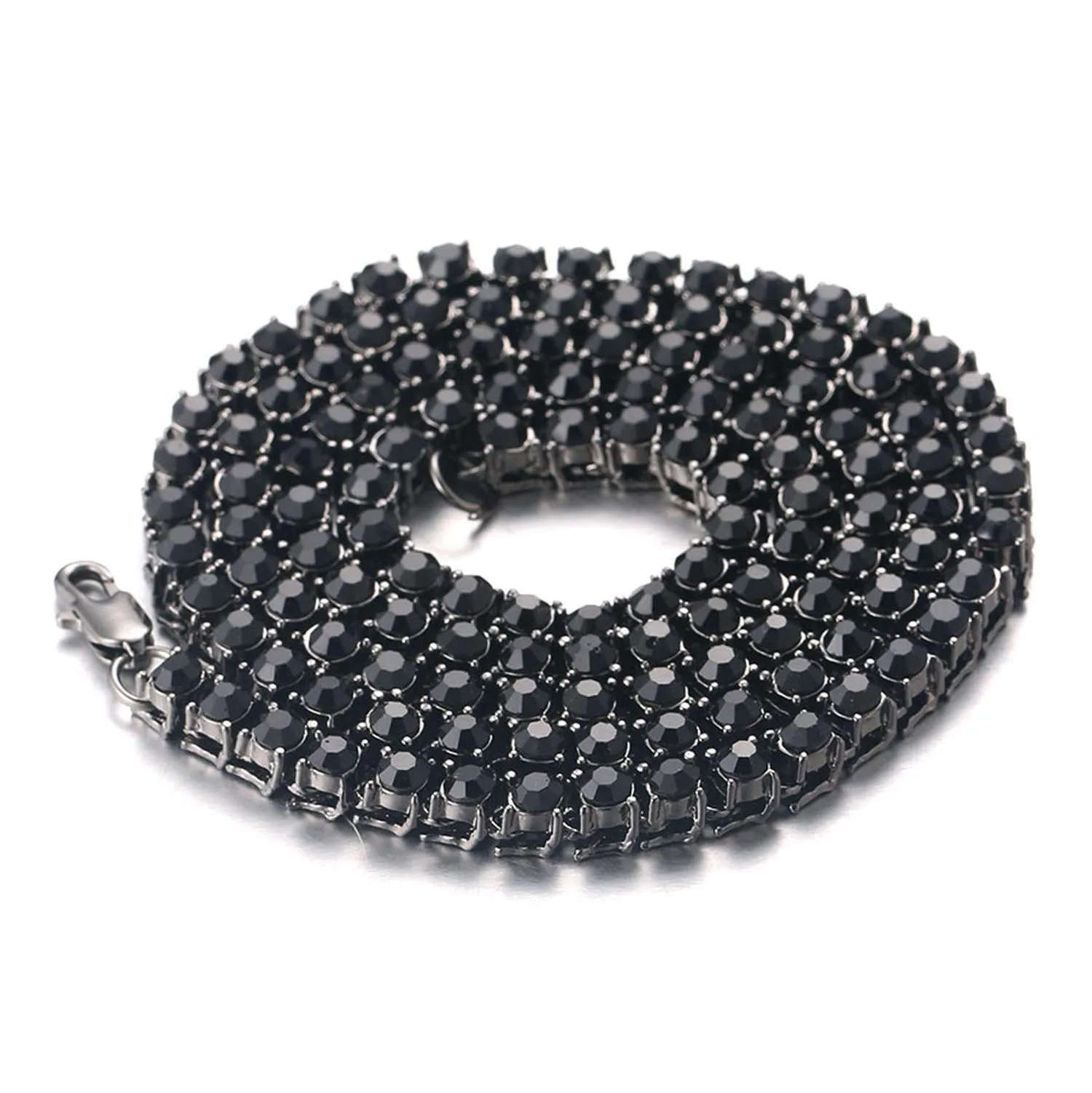 HALUKAKAH Catena in Oro Iced out,5.5MM Catena da Tennis da Uomo Placcato in Rodio Nero Collana Girocollo 45cm,Diamanti da Laboratorio Set a Mano,Regalo per Lui - immagine 3