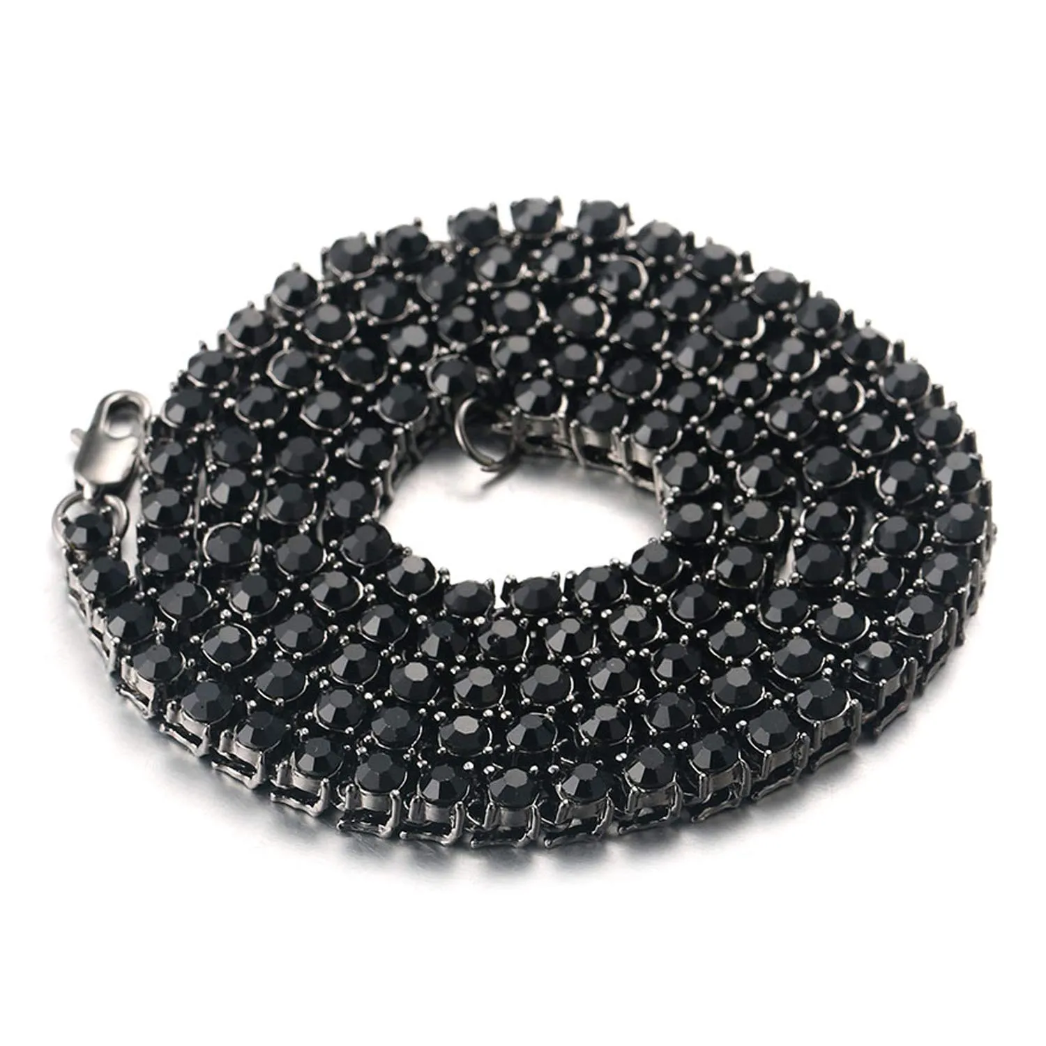 HALUKAKAH Catena in Oro Iced out,5.5MM Catena da Tennis da Uomo Placcato in Rodio Nero Collana Girocollo 45cm,Diamanti da Laboratorio Set a Mano,Regalo per Lui - immagine 4