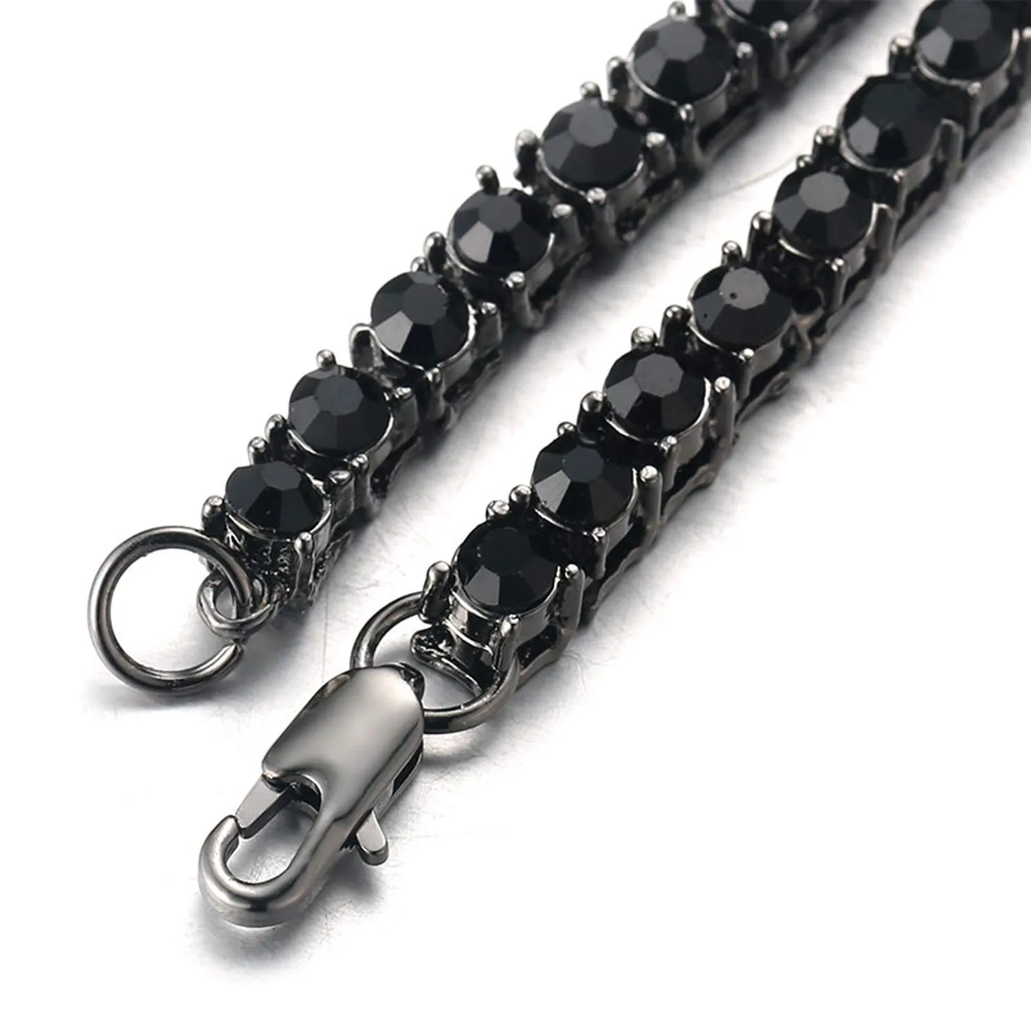 HALUKAKAH Catena in Oro Iced out,5.5MM Catena da Tennis da Uomo Placcato in Rodio Nero Collana Girocollo 45cm,Diamanti da Laboratorio Set a Mano,Regalo per Lui - immagine 5