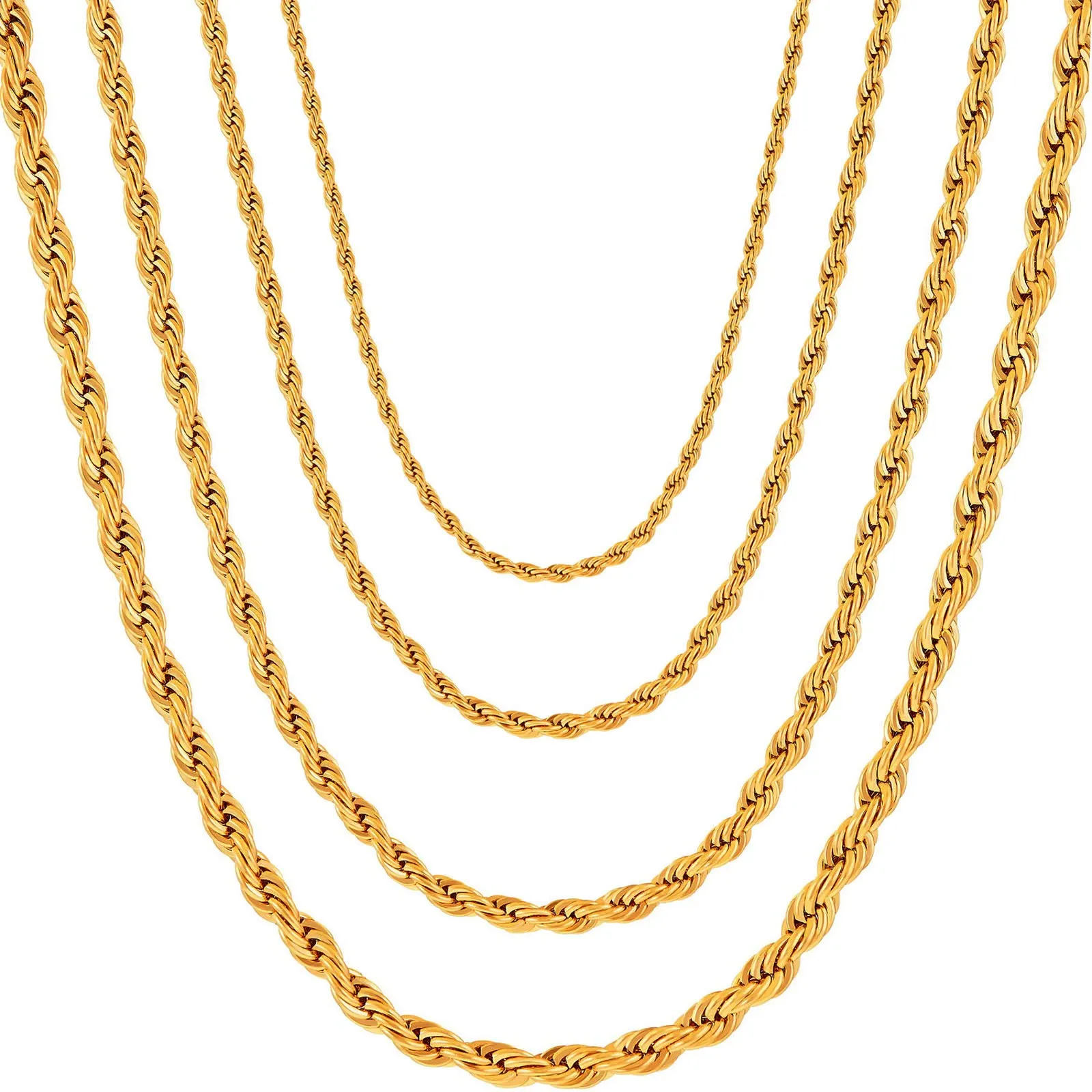 2.0 MM 3 MM 4 MM 5 MM Collana con corda intrecciata Collana con catena in acciaio inossidabile Uomo Donna Gioielli - immagine 1