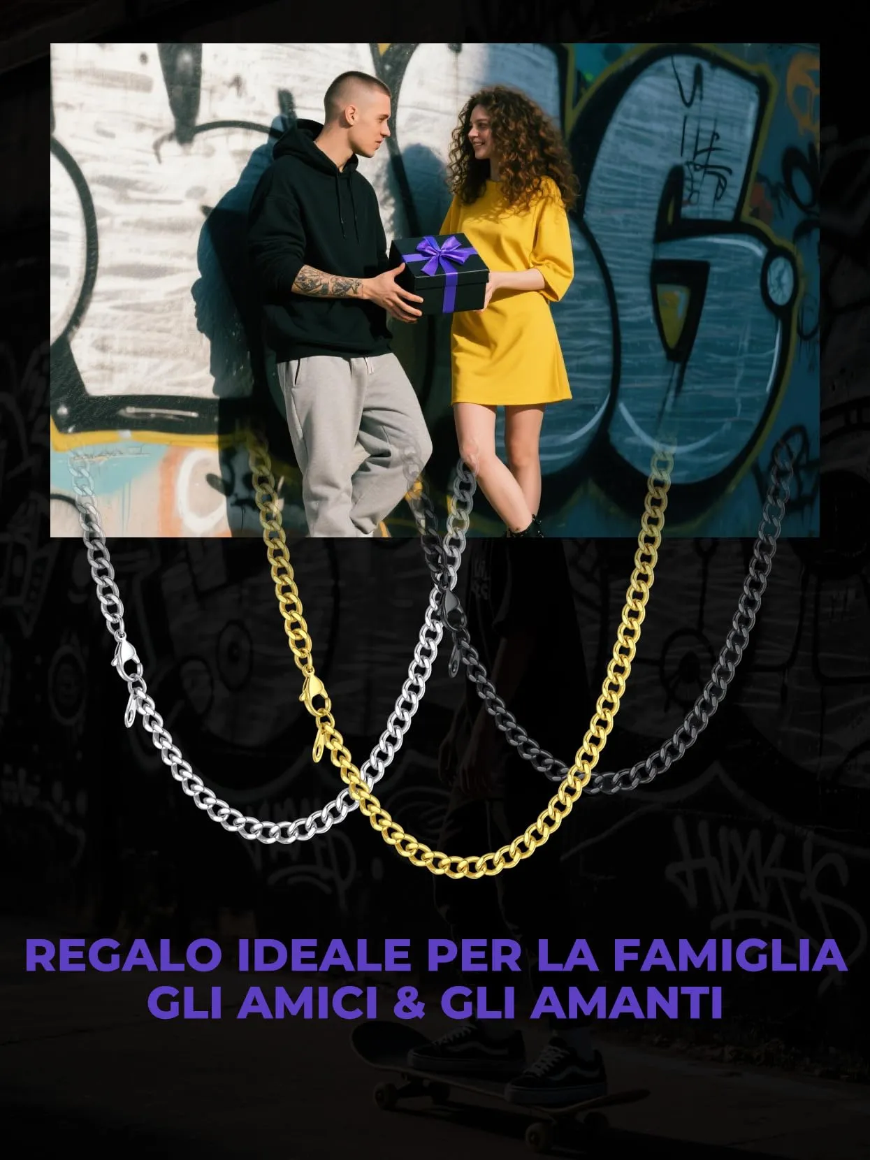 Richsteel Collana a Maglie a Catena Cubana Larghezza 3MM/6MM/9MM/12MM Lunghezza 18"/22"/26"/28"/30" Collana Unisex con Catena di Cordoli per Gioielli Placcata Oro/Nero/Acciaio Inossidabile - immagine 5