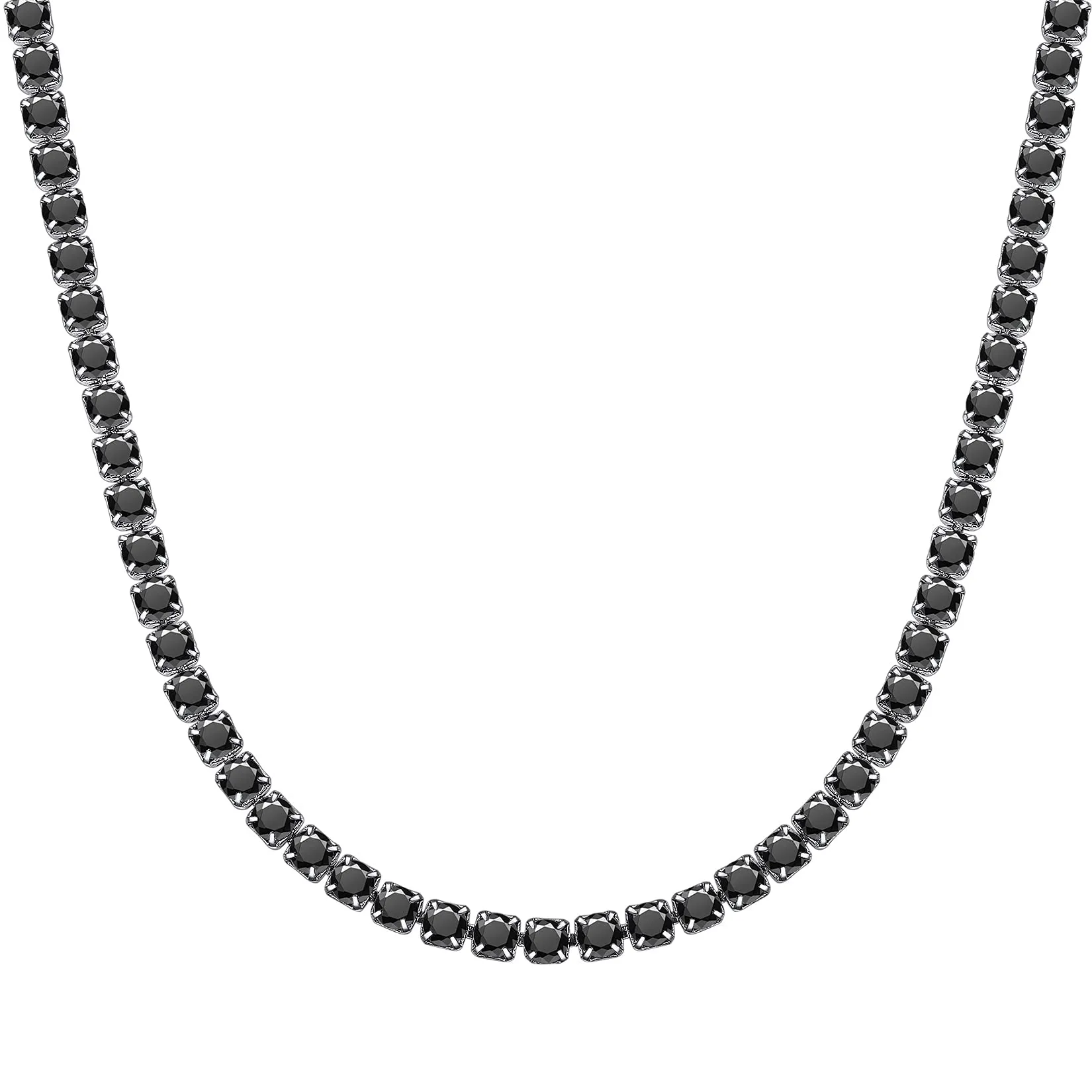 U7 Collana Tennis Donna e Uomo con Zirconi Neri 3mm lungh.45cm - immagine 1