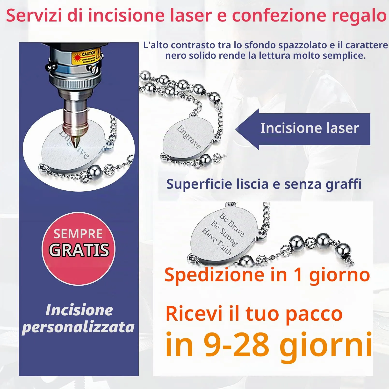 FaithHeart Collana Rosario Medaglia HD Foto Uomo Donna Crocifisso Pregheria Collana Croce Cattolica Personalizzata Catena Colorata con Perline Ciondolo Crocifisso Gioielli Religiosi - immagine 4