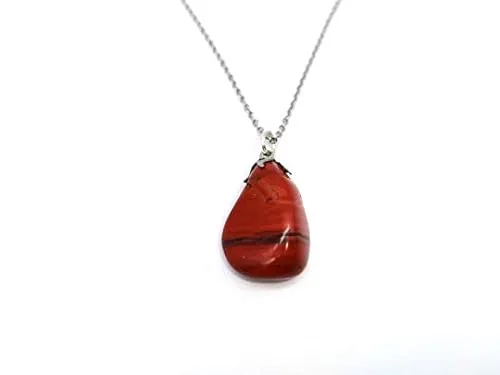 TENET - Ciondolo pendente con pietra dura vera minerale e catenina in acciaio insossidabile (DIASPRO ROSSO) - immagine 5