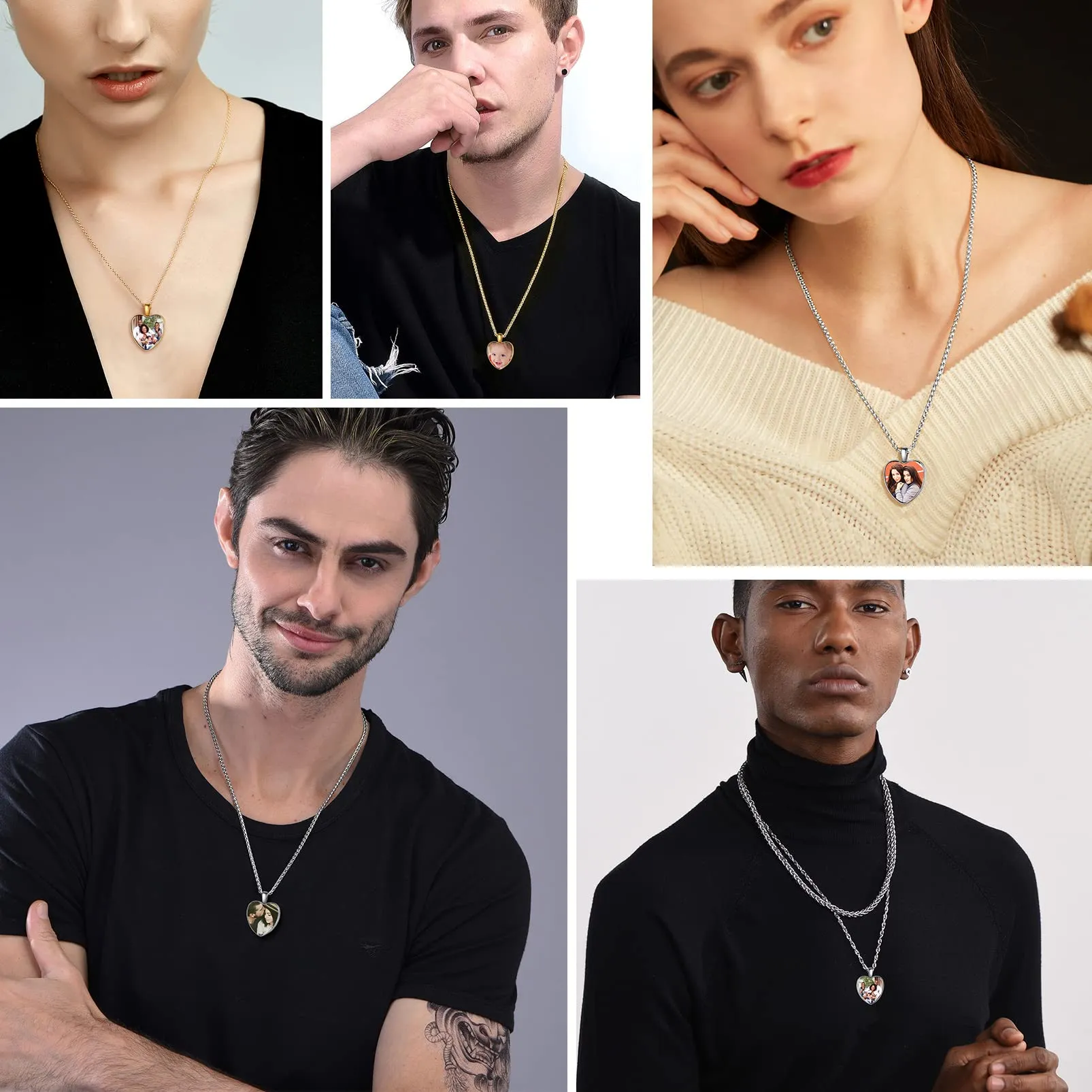 PROSTEEL Ciondolo Portafoto Personalizzabile Collana con Foto Personalizzata Ciondolo Cuore Portafoto in Acciaio Inossidabile con Confezione Regalo - immagine 2