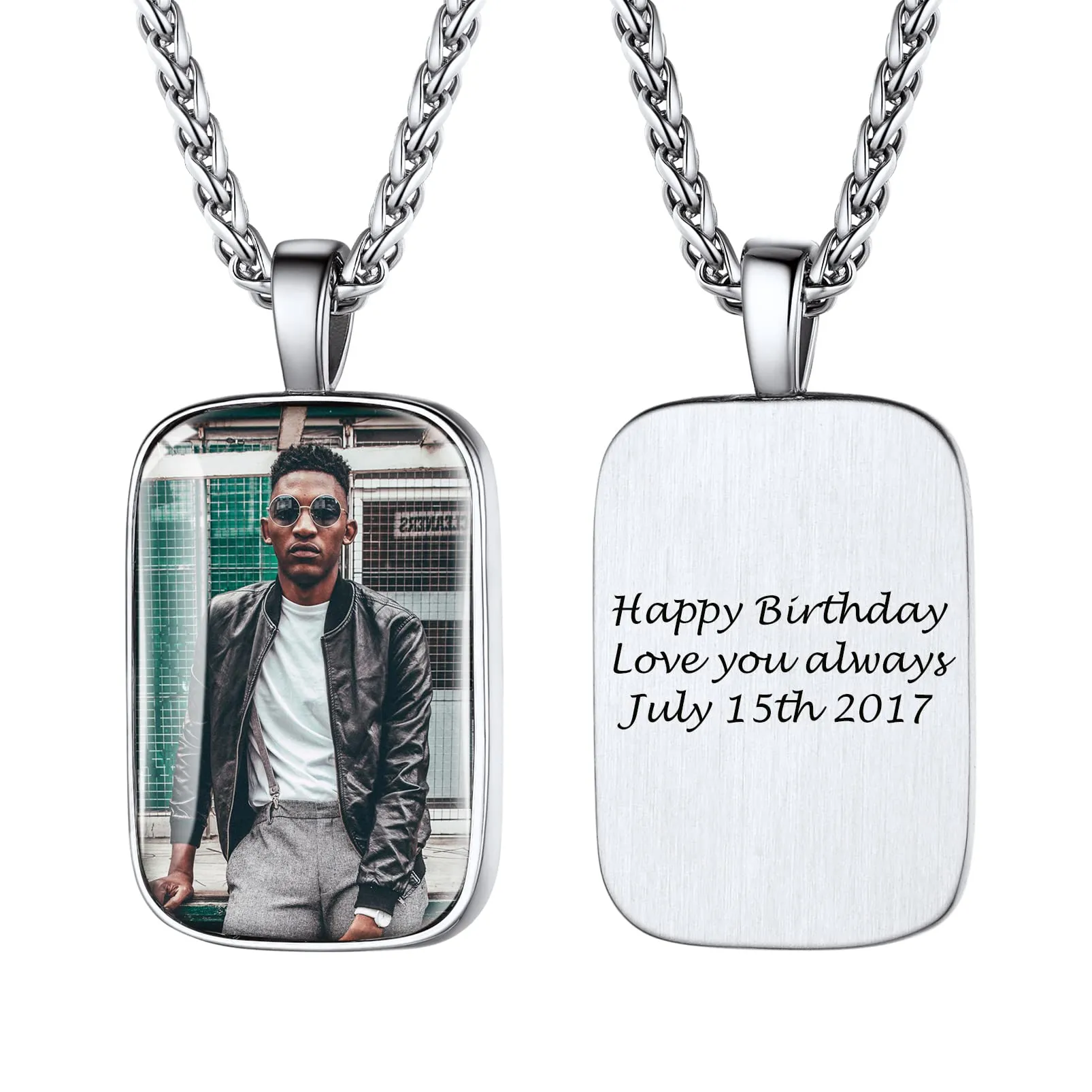 PROSTEEL Ciondolo Portafoto Personalizzabile Collana con Foto Personalizzata Ciondolo Dog Tag Portafoto in Acciaio Inossidabile con Confezione Regalo - immagine 1