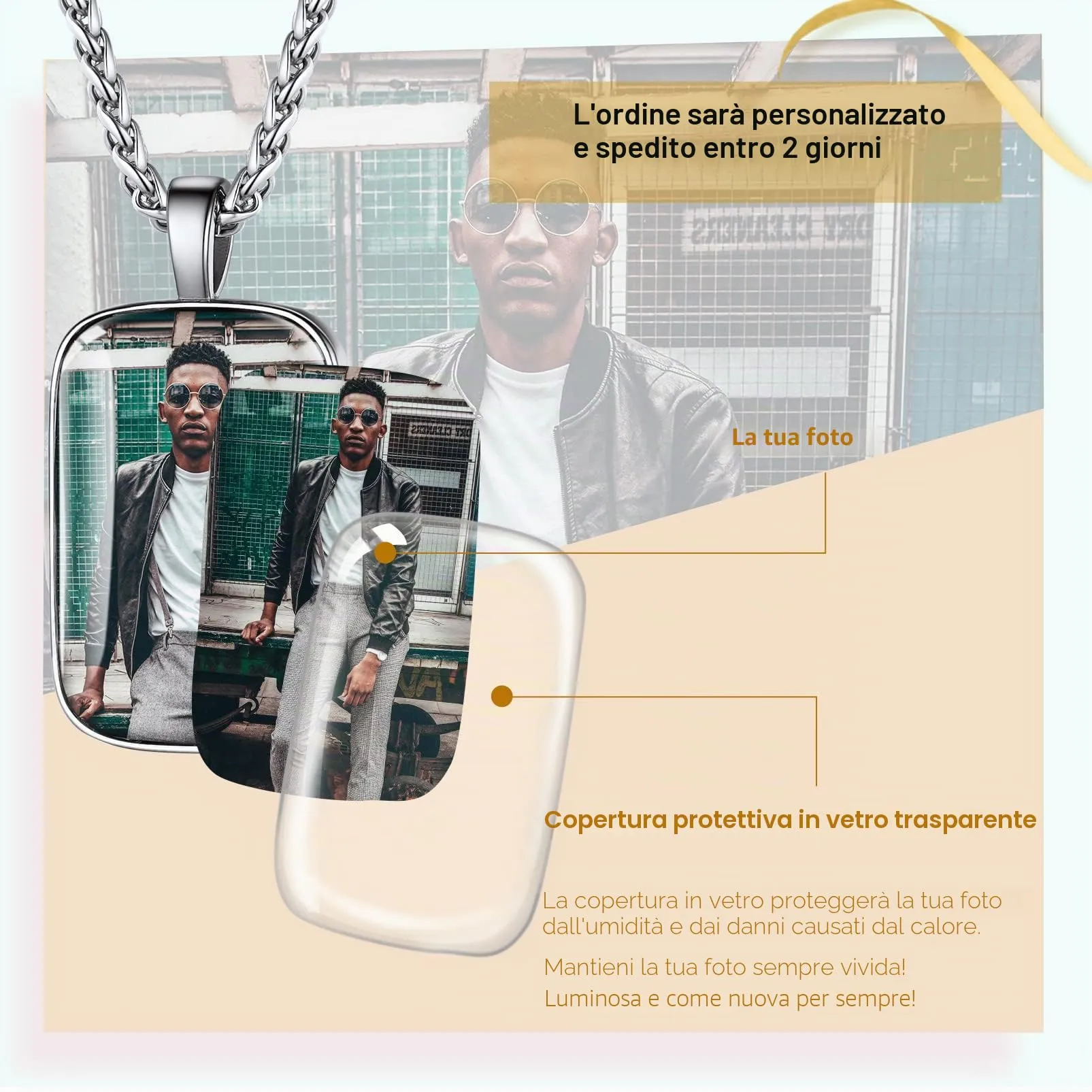 PROSTEEL Ciondolo Portafoto Personalizzabile Collana con Foto Personalizzata Ciondolo Dog Tag Portafoto in Acciaio Inossidabile con Confezione Regalo - immagine 3