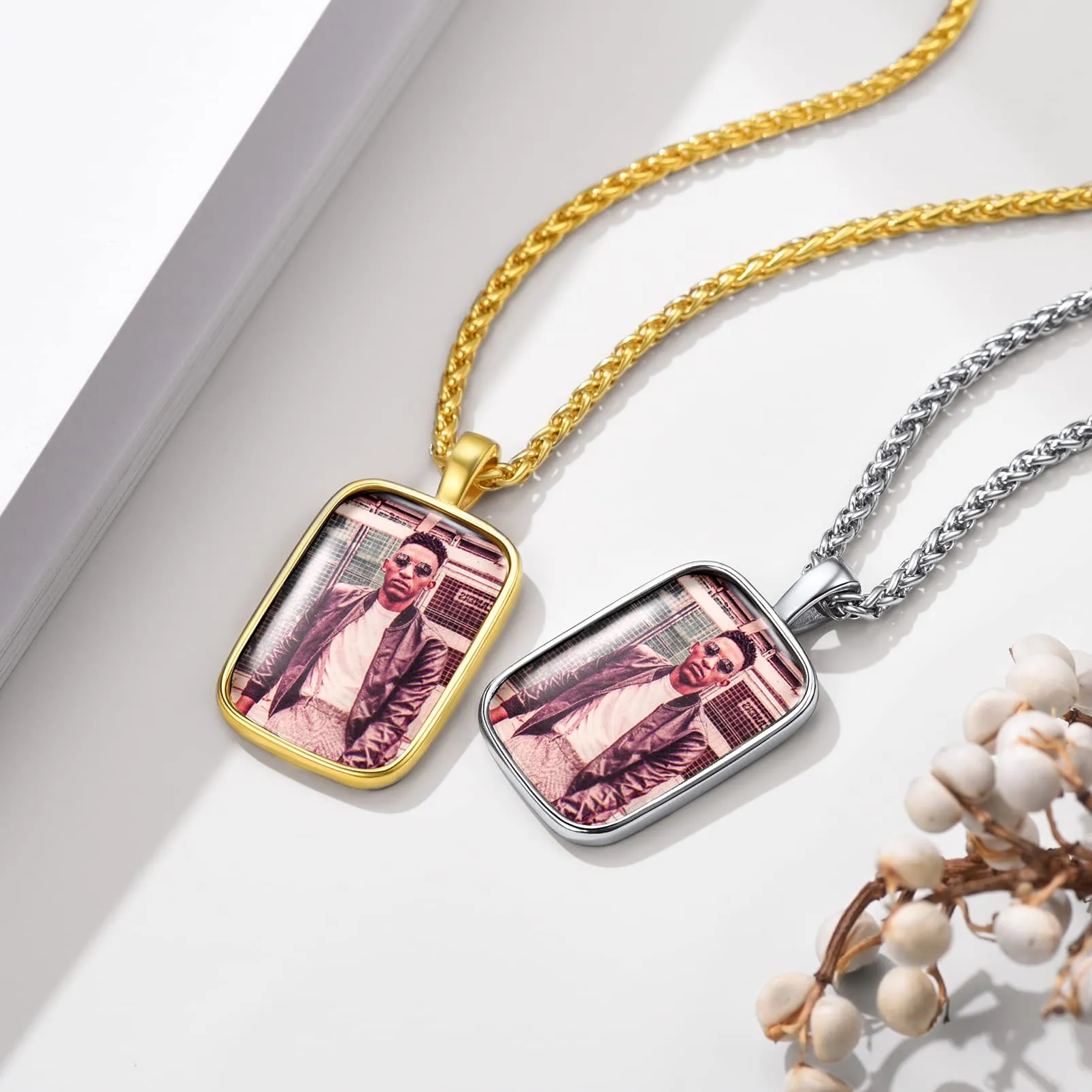 PROSTEEL Ciondolo Portafoto Personalizzabile Collana con Foto Personalizzata Ciondolo Dog Tag Portafoto in Acciaio Inossidabile con Confezione Regalo - immagine 6