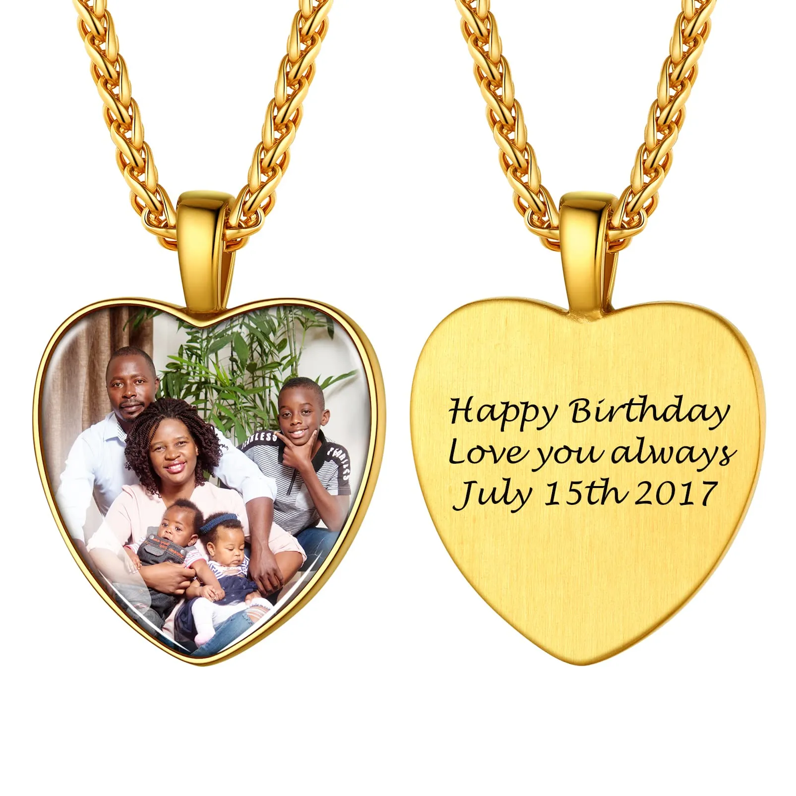 PROSTEEL Ciondolo Portafoto Personalizzabile Ciondolo Portafoto Oro Collana Cuore Portafoto in Acciaio Inossidabile con Confezione Regalo - immagine 1