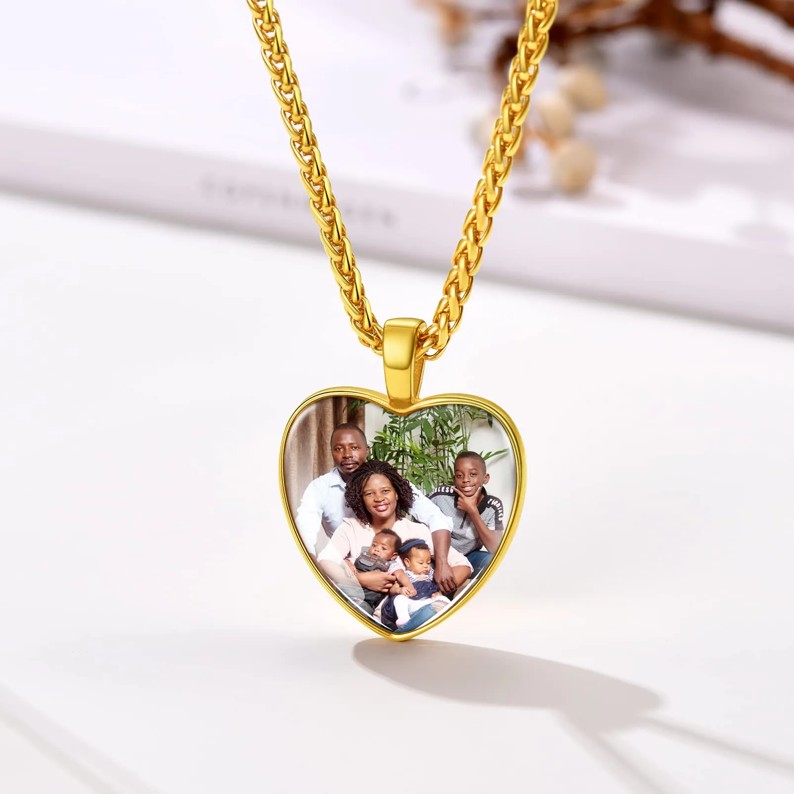 PROSTEEL Ciondolo Portafoto Personalizzabile Ciondolo Portafoto Oro Collana Cuore Portafoto in Acciaio Inossidabile con Confezione Regalo - immagine 3