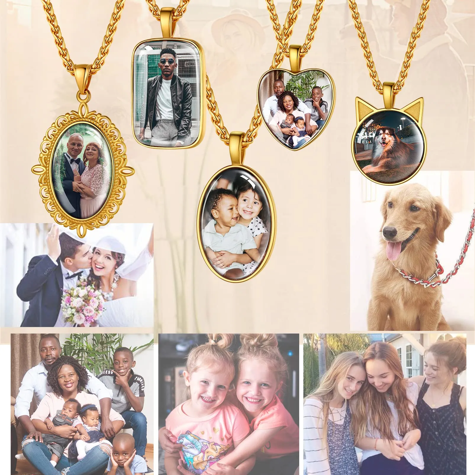 PROSTEEL Ciondolo Portafoto Personalizzabile Ciondolo Portafoto Oro Collana Cuore Portafoto in Acciaio Inossidabile con Confezione Regalo - immagine 5