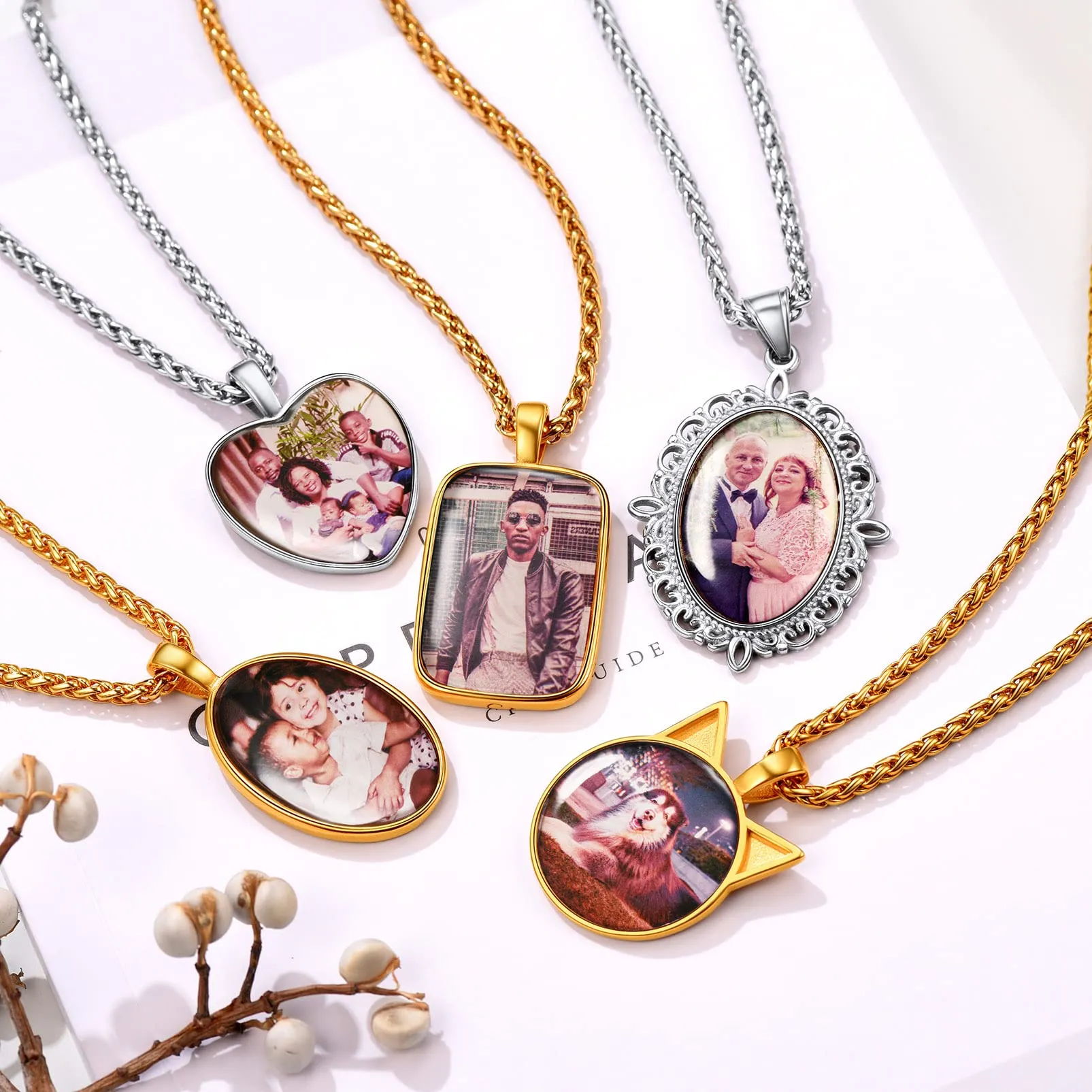 PROSTEEL Ciondolo Portafoto Personalizzabile Ciondolo Portafoto Oro Collana Cuore Portafoto in Acciaio Inossidabile con Confezione Regalo - immagine 6
