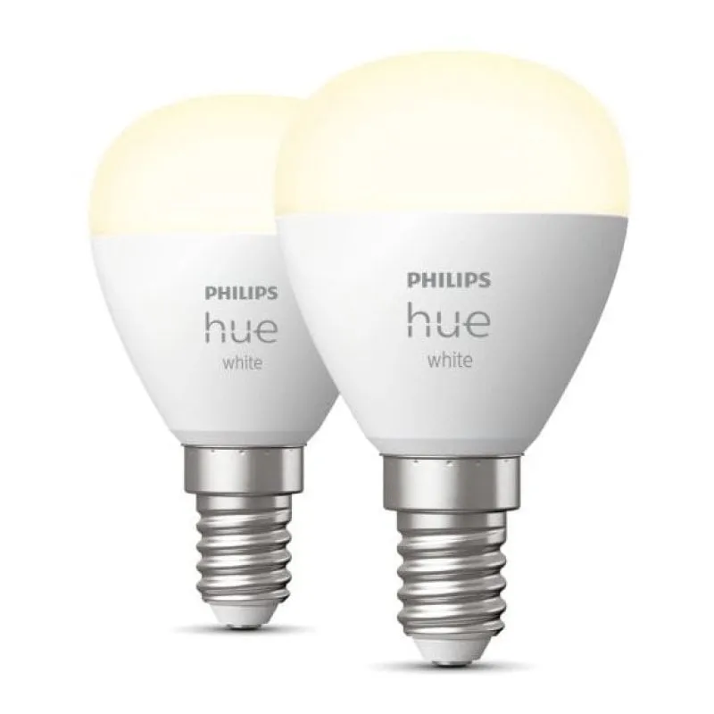 Philips Hue White Pack 2 Lampadine LED intelligenti Lustre P45 E14 5,7 W Luce bianca calda - immagine 1