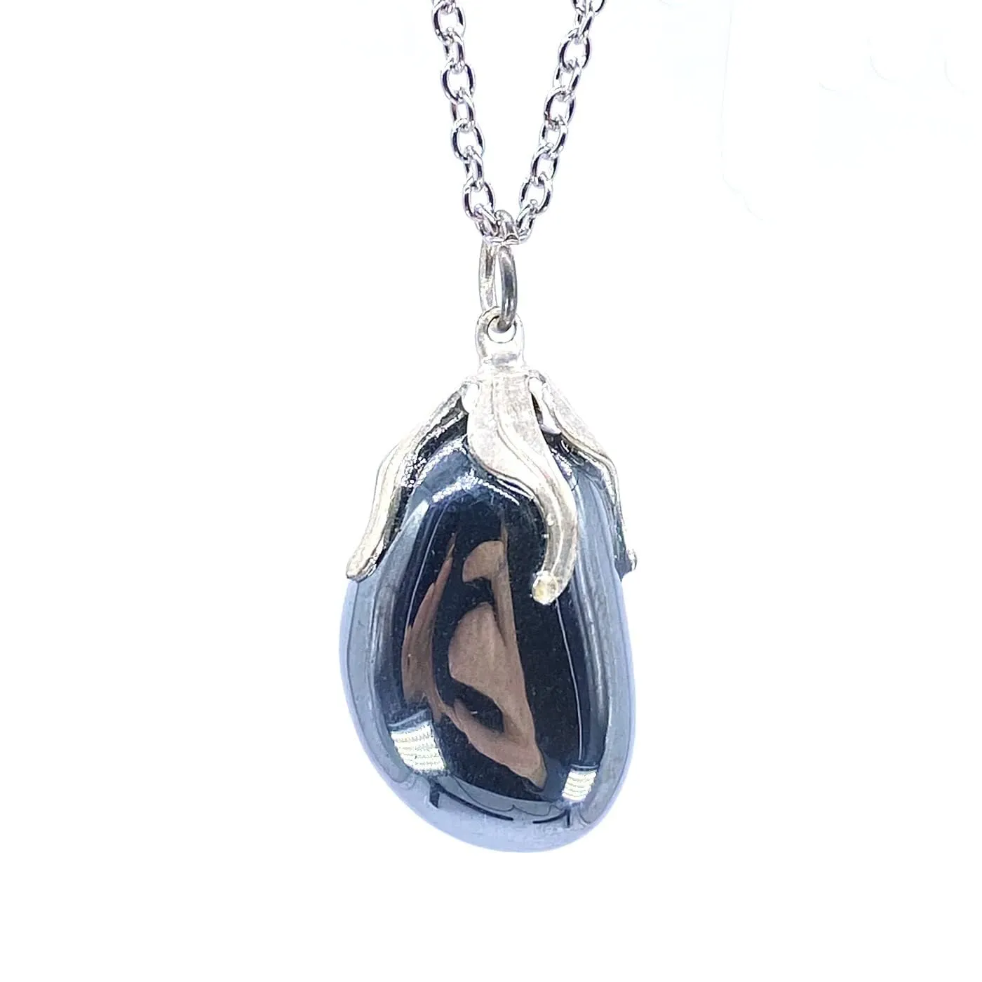 TENET - Ciondolo pendente con pietra dura vera minerale e catenina in acciaio insossidabile (EMATITE) - immagine 1