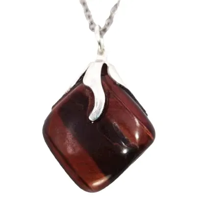 TENET - Ciondolo pendente con pietra dura vera minerale e catenina in acciaio insossidabile (OCCHIO DI BUE) - immagine 1