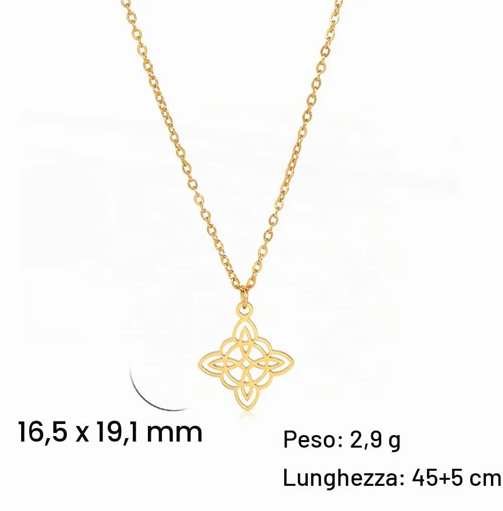 unift Collana di Nodi Delle Streghe per le Donne in Acciaio Inox Irlandese a 4 Punte Ciondolo Nodo Celtico Moda Charm Magick Gioielli (Oro) - immagine 6