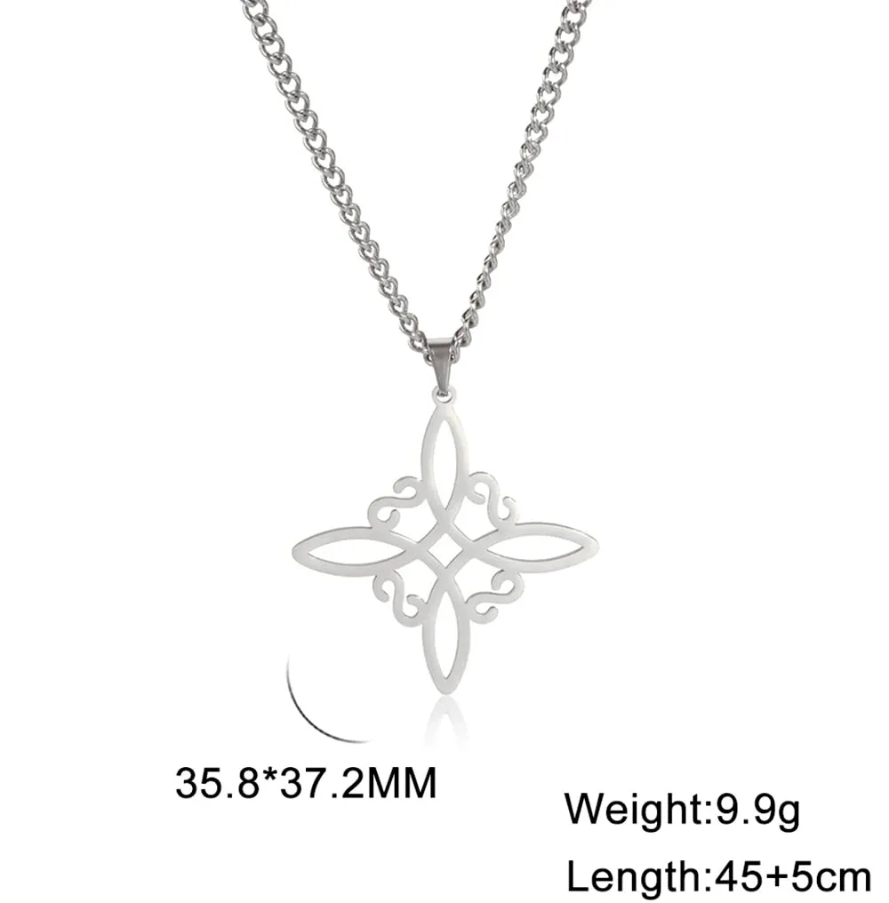 unift Collana di Nodi Delle Streghe per le Donne in Acciaio Inox Irlandese a 4 Punte Ciondolo Nodo Celtico Moda Charm Magick Gioielli (Argento 1) - immagine 6
