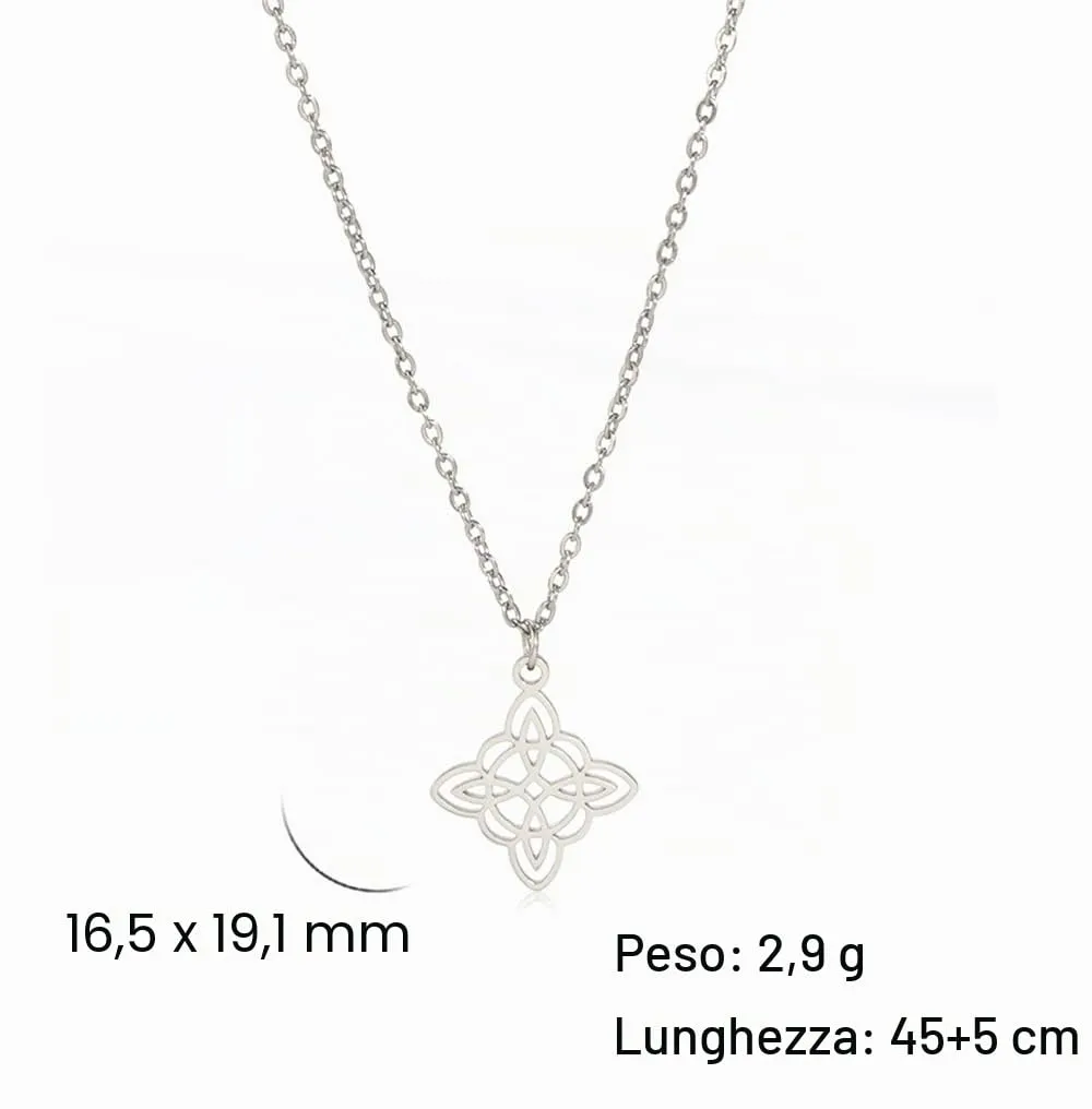 unift Collana di Nodi Delle Streghe per le Donne in Acciaio Inox Irlandese a 4 Punte Ciondolo Nodo Celtico Moda Charm Magick Gioielli (Argento) - immagine 6