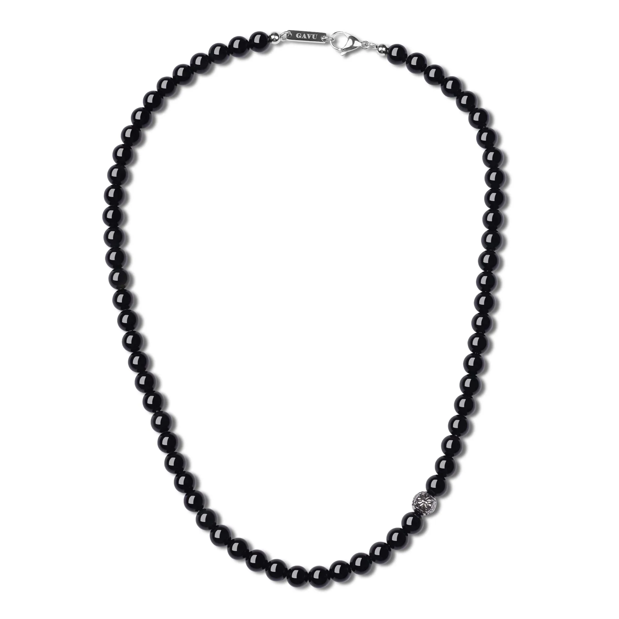 GAVU Collana Pietre Naturali e Cristalli da Uomo con Perline di Ossidiana Arcobaleno e Amuleto Fleur de Lis 65cm - immagine 1
