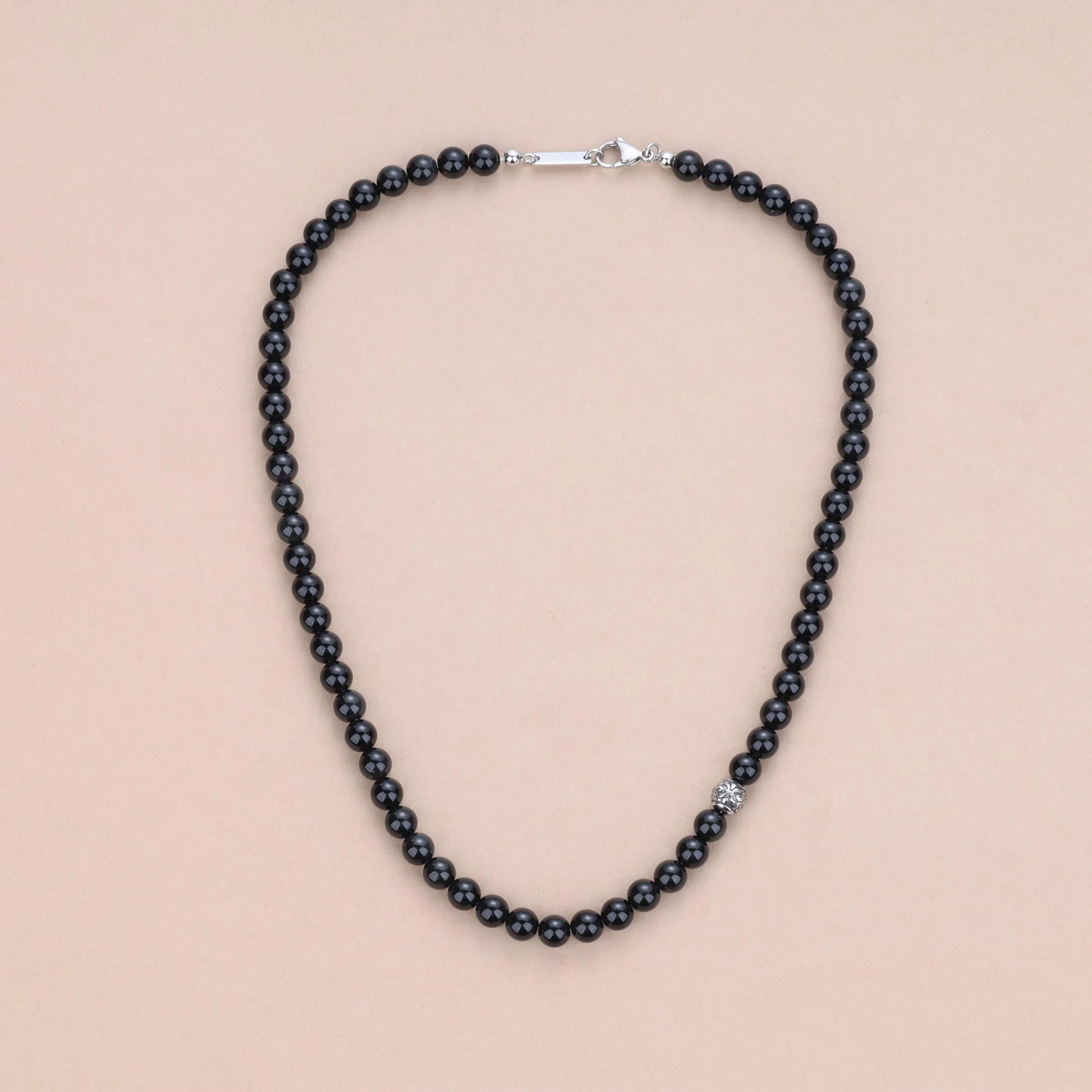 GAVU Collana Pietre Naturali e Cristalli da Uomo con Perline di Ossidiana Arcobaleno e Amuleto Fleur de Lis 65cm - immagine 4