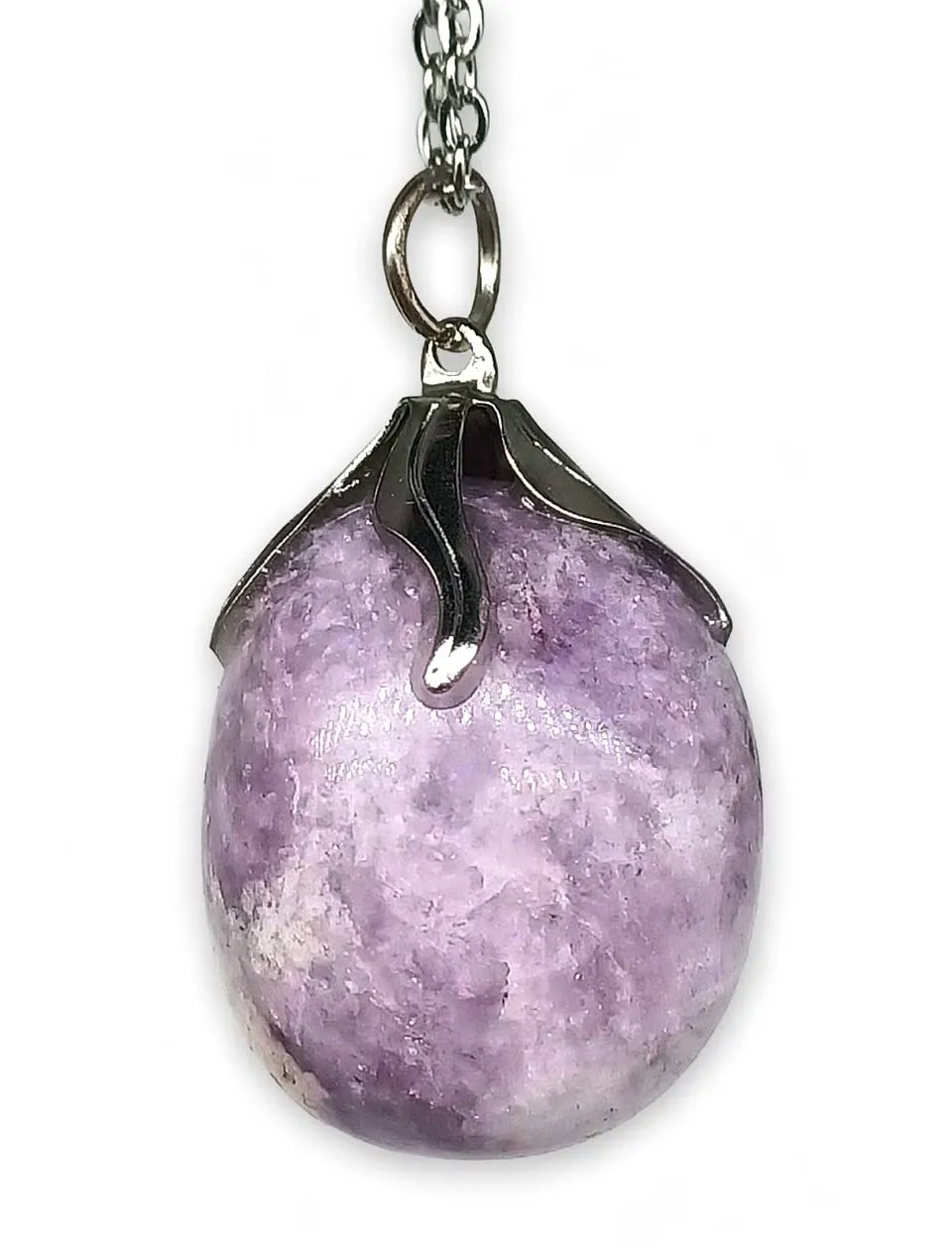 TENET - Ciondolo pendente con pietra dura vera minerale e catenina in acciaio insossidabile (LEPIDOLITE) - immagine 1