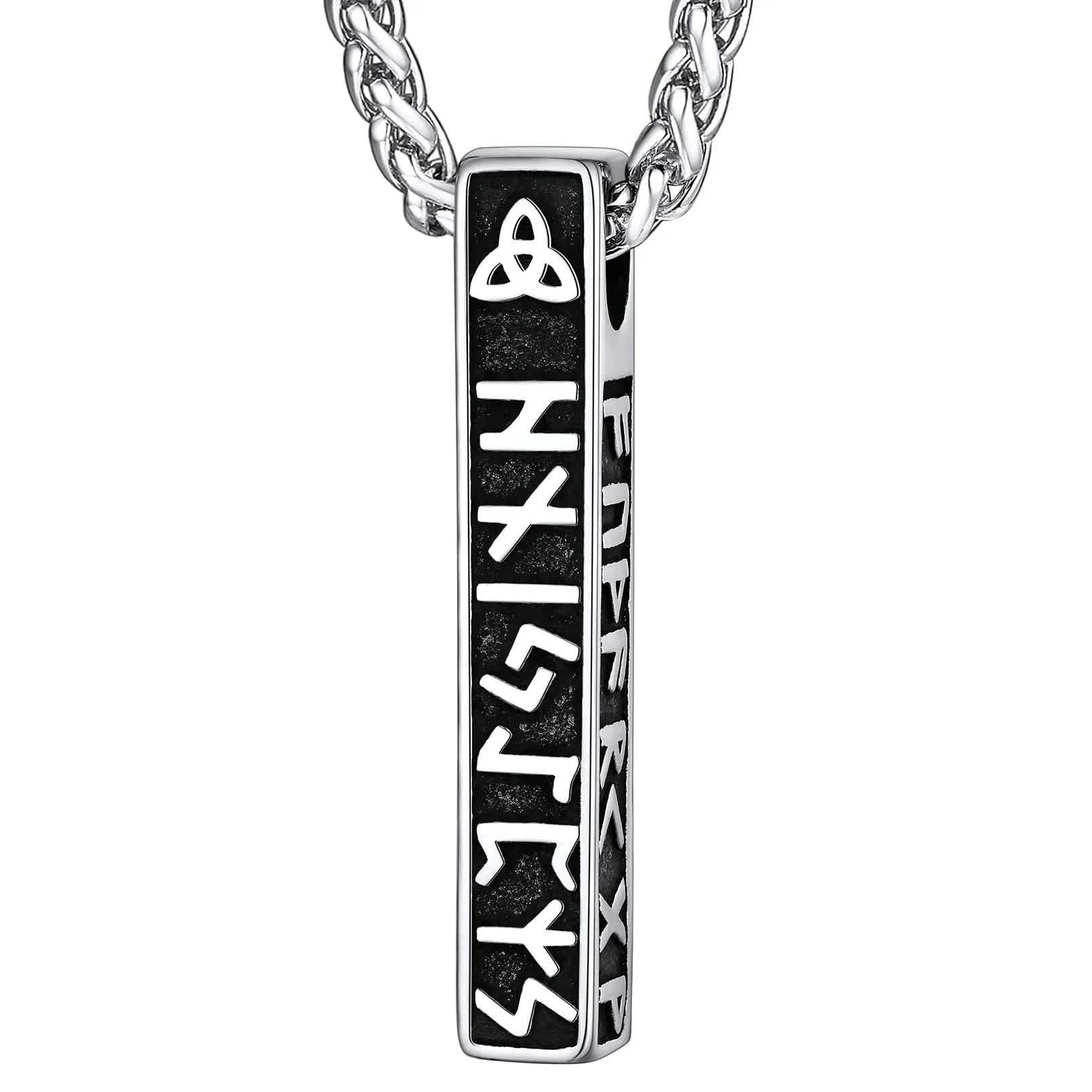 FaithHear Collana Uomo Vichinga Vintage Barra Ciondolo Rune Vichinghe Amuleto del Mito Nordico Collana in Pelle Intrecciata Regalo Compleanno - immagine 1