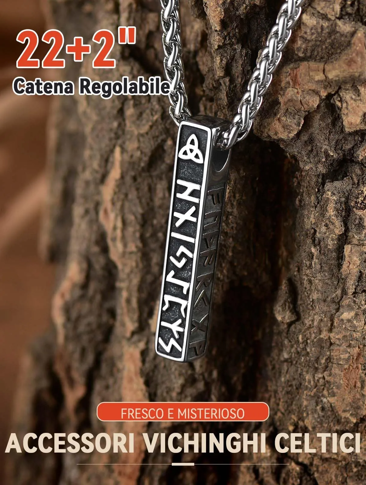 FaithHear Collana Uomo Vichinga Vintage Barra Ciondolo Rune Vichinghe Amuleto del Mito Nordico Collana in Pelle Intrecciata Regalo Compleanno - immagine 6