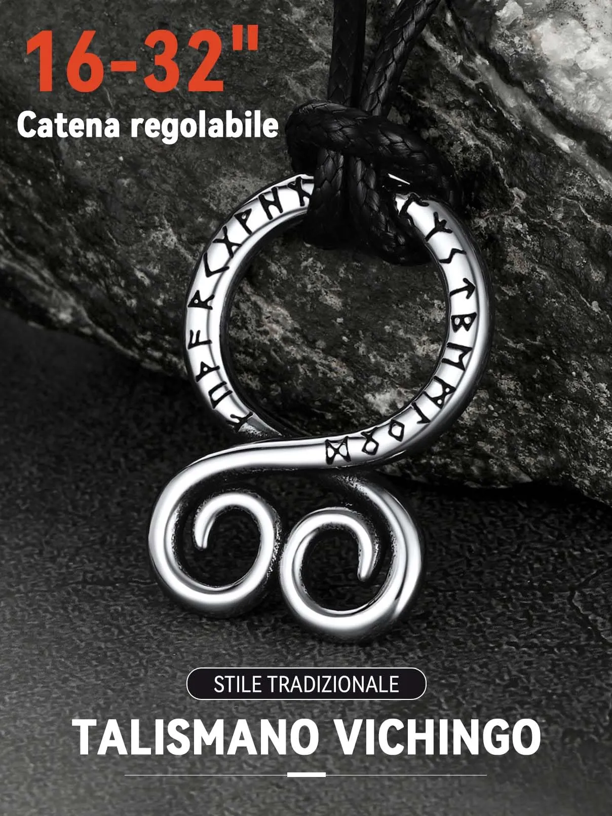 FaithHeart Collana Uomo Vichinga Vintage Croce del Diavolo Rune Vichinghe Amuleto del Mito Nordico Collana in Pelle Intrecciata Regalo Compleanno - immagine 2