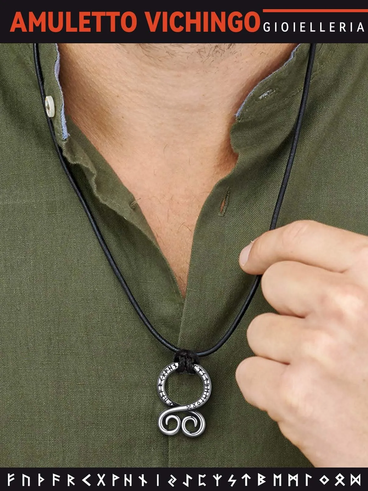 FaithHeart Collana Uomo Vichinga Vintage Croce del Diavolo Rune Vichinghe Amuleto del Mito Nordico Collana in Pelle Intrecciata Regalo Compleanno - immagine 4