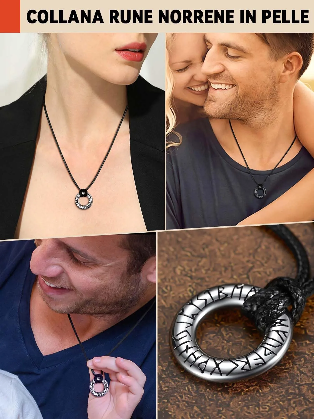 FaithHeart Collana Uomo Vichinga Vintage Croce del Diavolo Rune Vichinghe Amuleto del Mito Nordico Collana in Pelle Intrecciata Regalo Compleanno - immagine 8