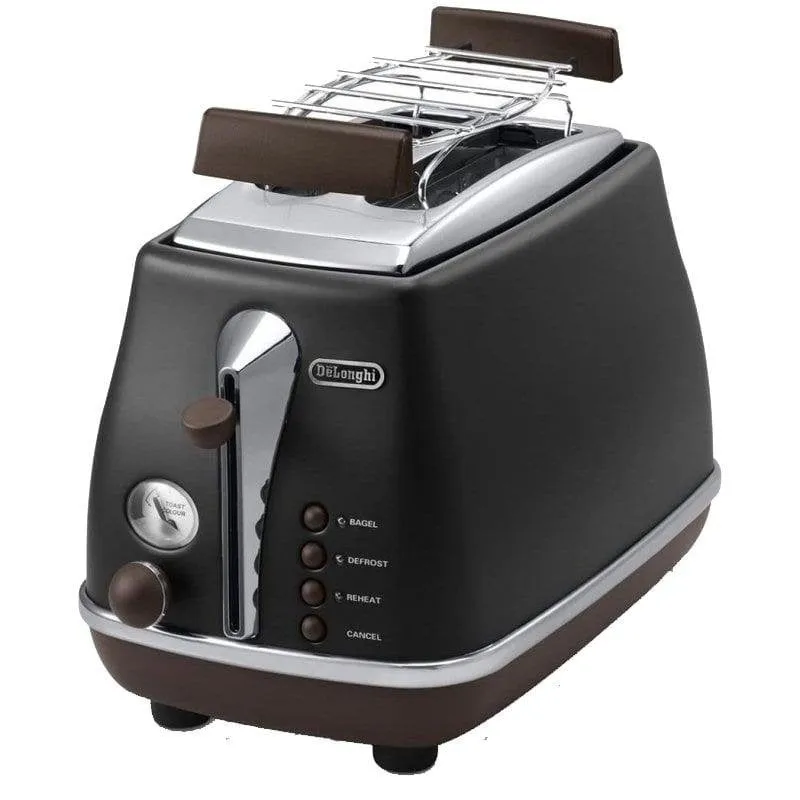 Tostapane vintage DeLonghi CTOV 2103 2 fessure 900 W 6 livelli Riscaldamento Scongelamento Nero - immagine 1