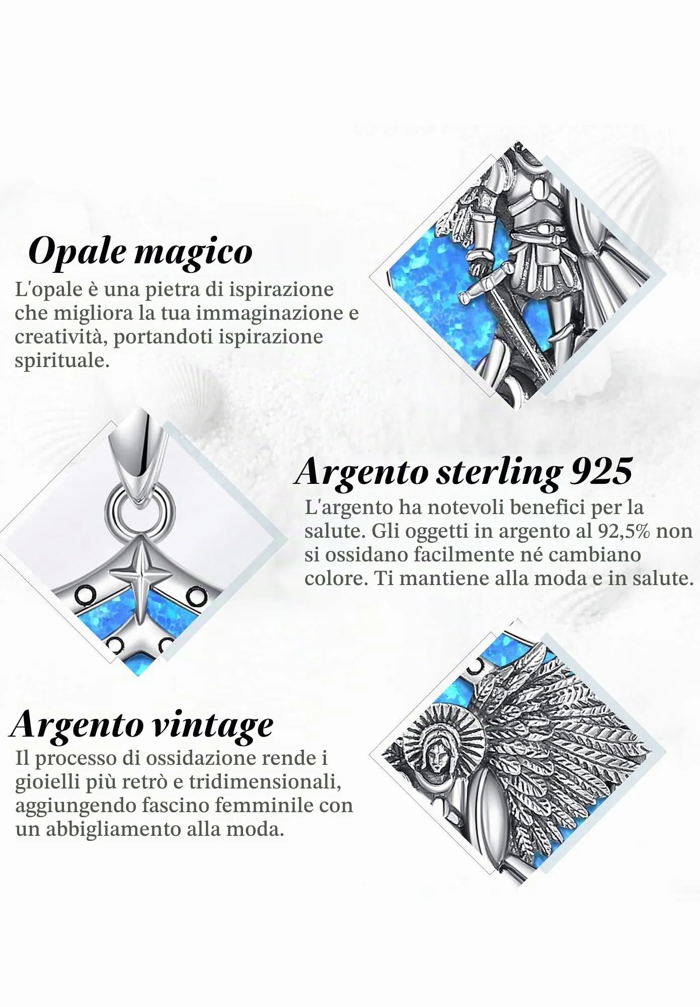 AEONSLOVE Medaglia San Michele Arcangelo Collana San Michele Argento 925 Uomo Donna Ciondolo Arcangelo Michele con Opale Blu Gioielli Amuleto di Protezione Religioso Regalo Cristiano Cattolico - immagine 8