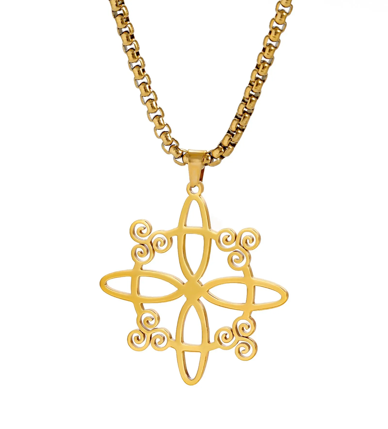 unift Collana di Nodi Delle Streghe per le Donne in Acciaio Inox Irlandese a 4 Punte Ciondolo Nodo Celtico Moda Charm Magick Gioielli (Oro 6) - immagine 1
