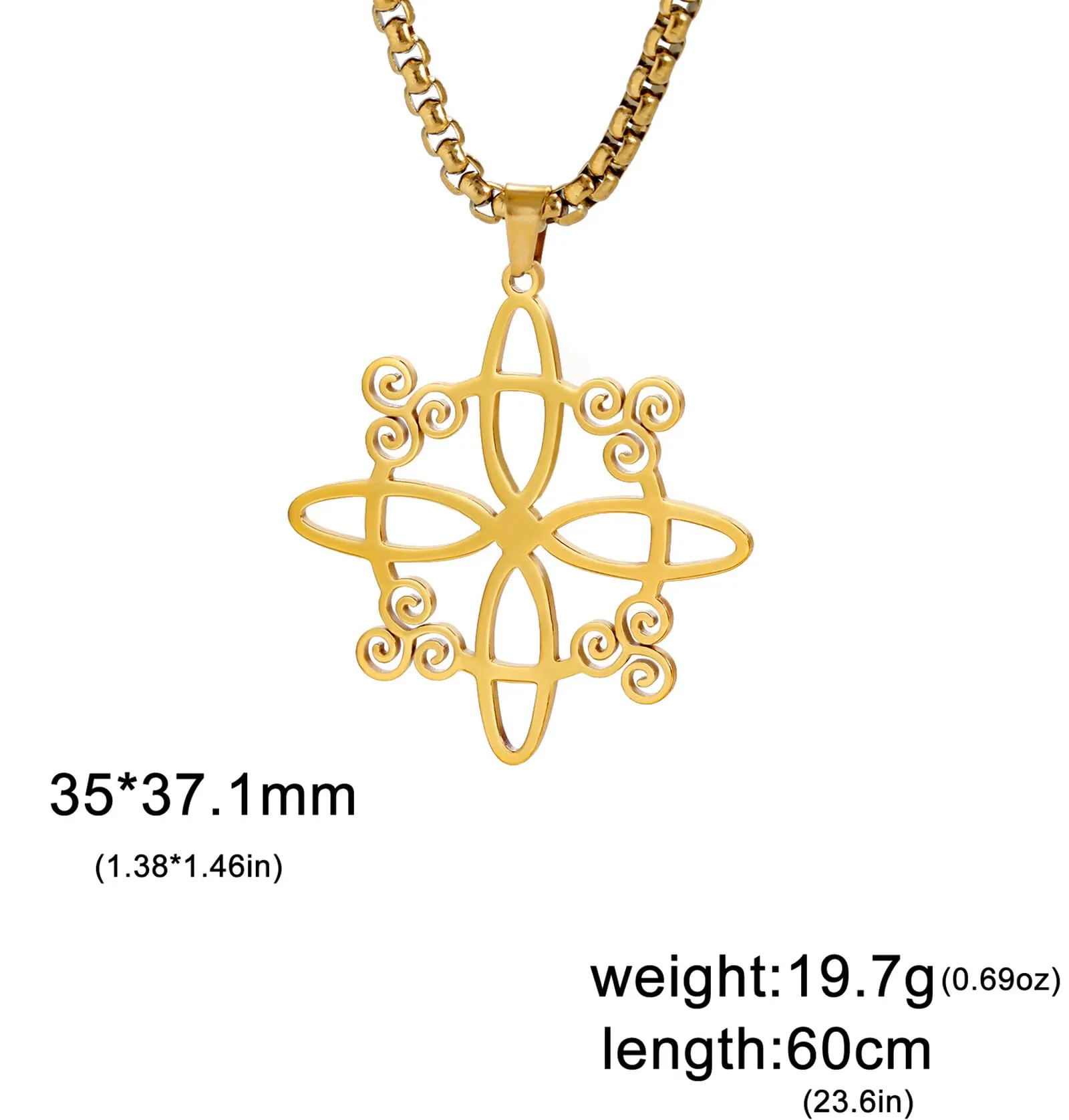 unift Collana di Nodi Delle Streghe per le Donne in Acciaio Inox Irlandese a 4 Punte Ciondolo Nodo Celtico Moda Charm Magick Gioielli (Oro 6) - immagine 6