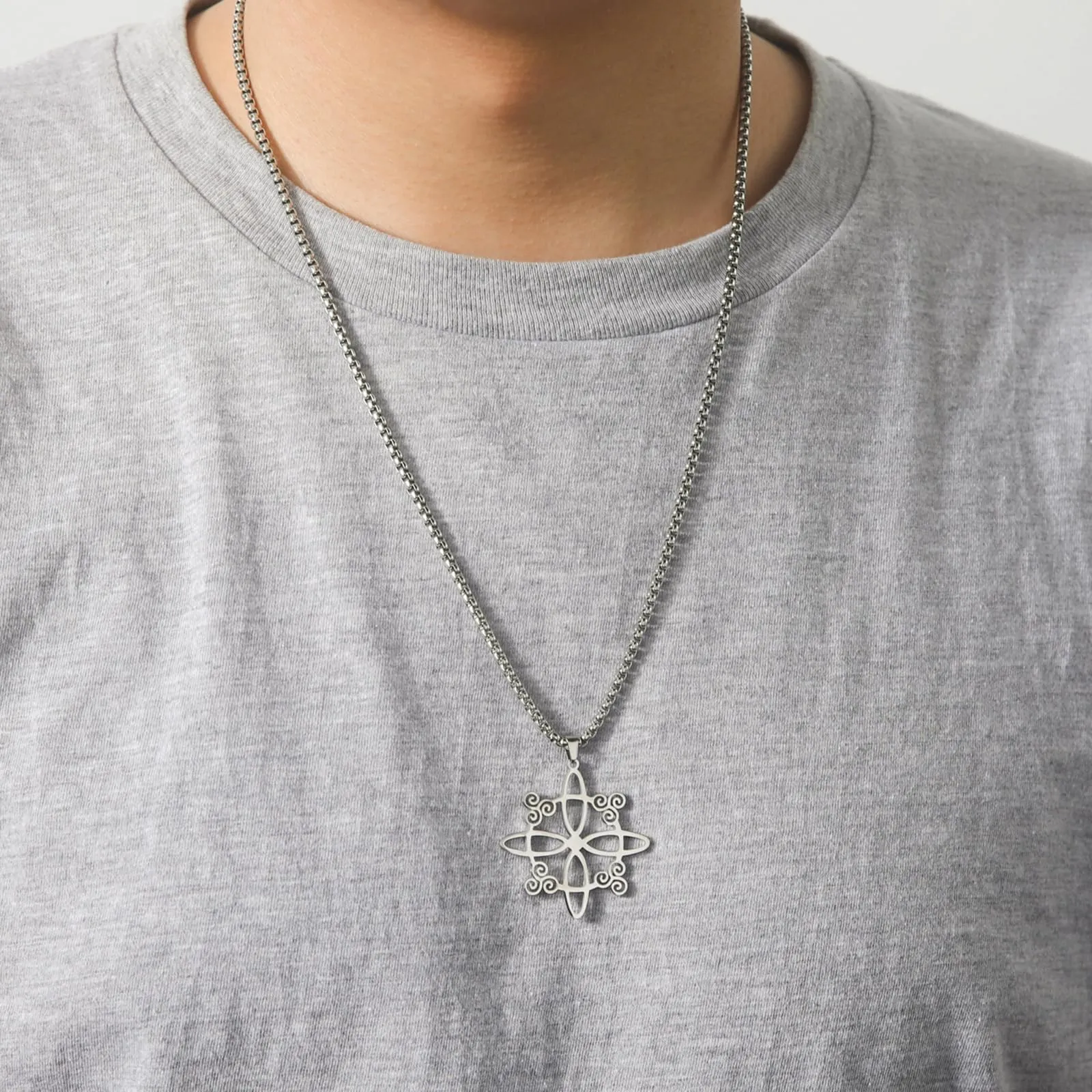unift Collana di Nodi Delle Streghe per le Donne in Acciaio Inox Irlandese a 4 Punte Ciondolo Nodo Celtico Moda Charm Magick Gioielli (Argento 6) - immagine 2